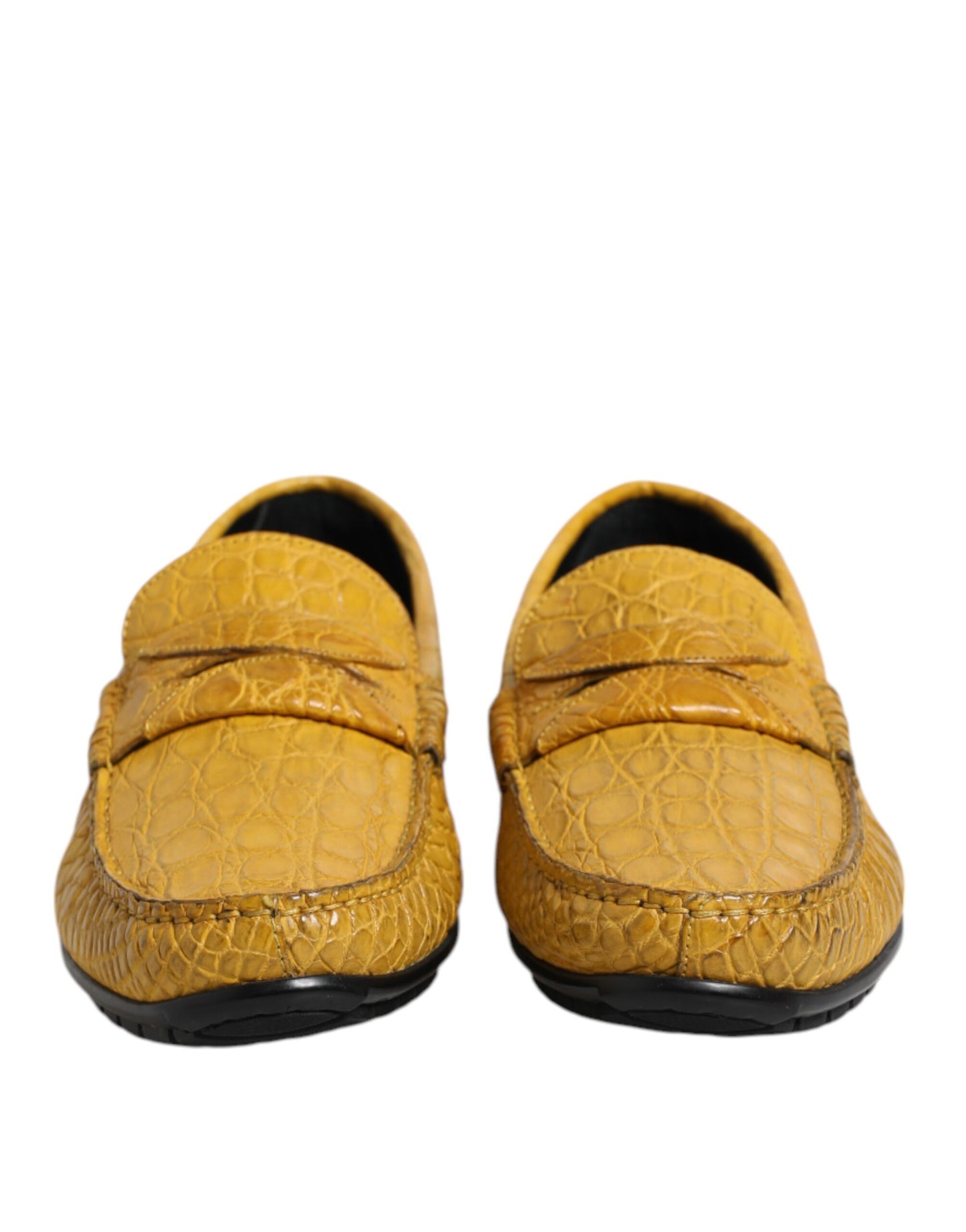 Dolce & Gabbana Yellow Exotic Leather Loafers Slip On Shoes Curated Luxury Accessories by Orvyn