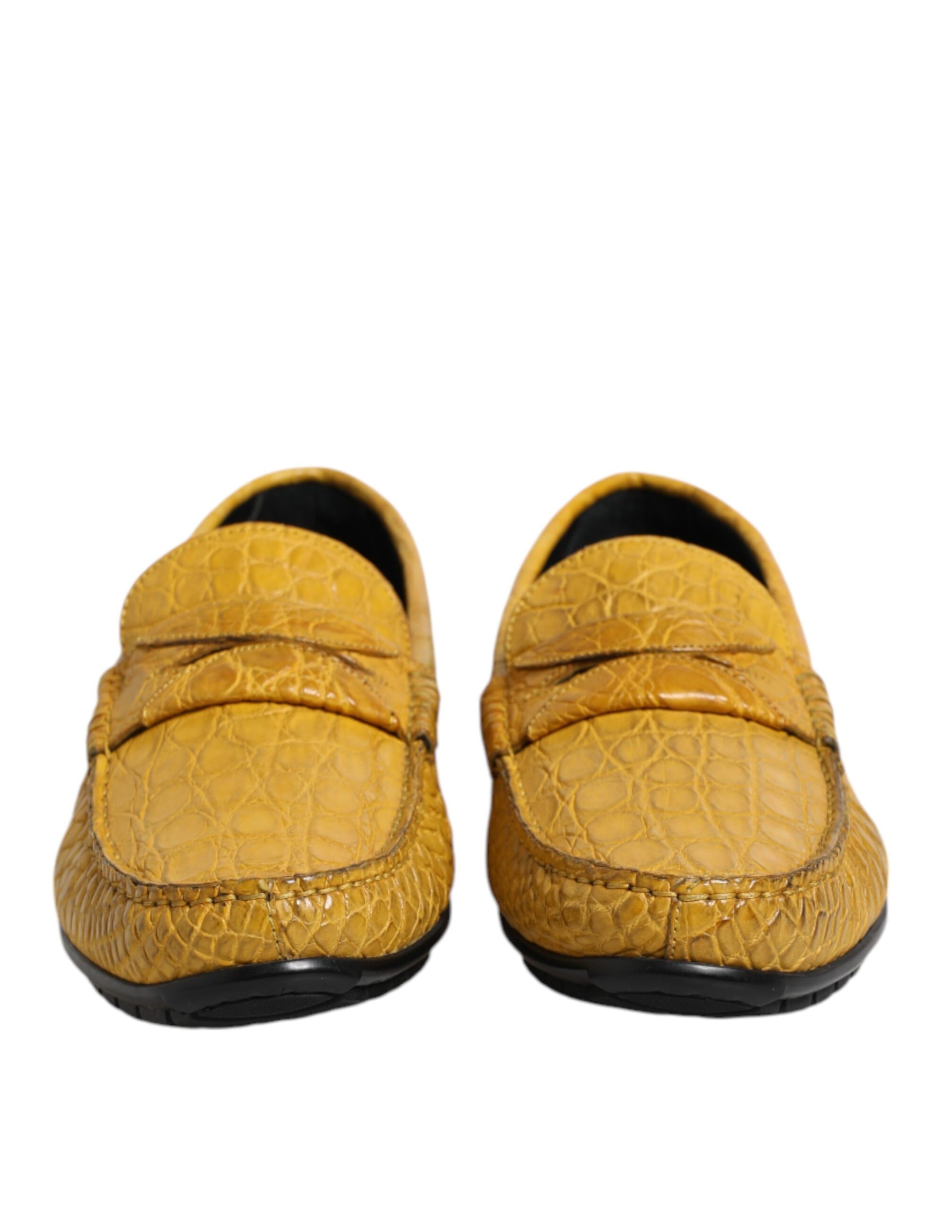 Dolce & Gabbana Yellow Exotic Leather Loafers Slip On Shoes Curated Luxury Accessories by Orvyn