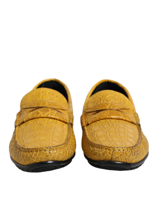 Dolce & Gabbana Yellow Exotic Leather Loafers Slip On Shoes Curated Luxury Accessories by Orvyn