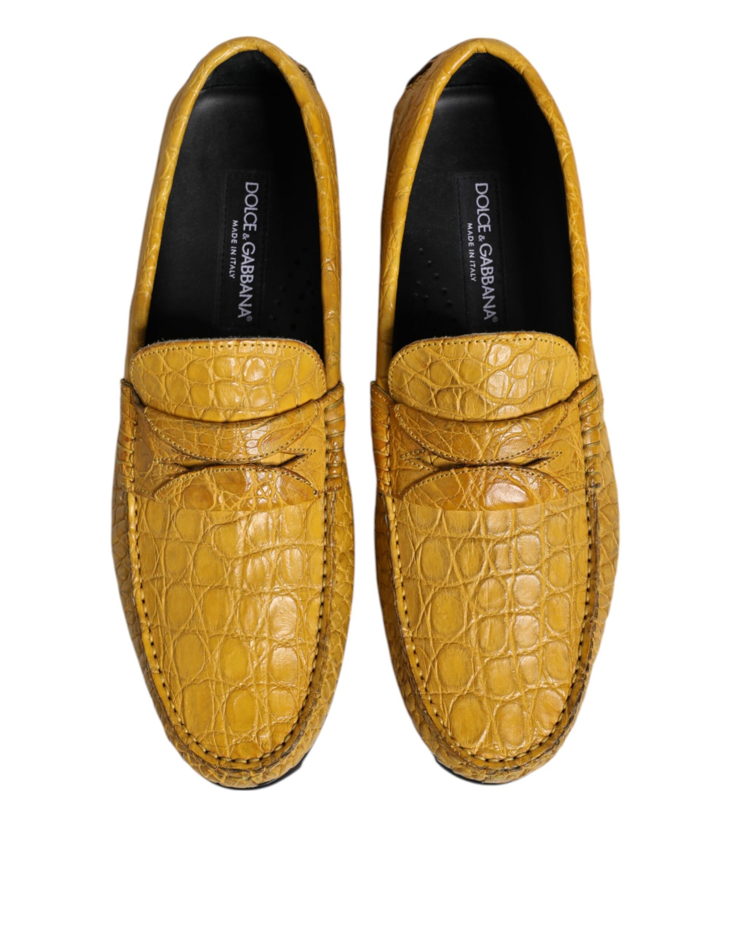 Dolce & Gabbana Yellow Exotic Leather Loafers Slip On Shoes Curated Luxury Accessories by Orvyn