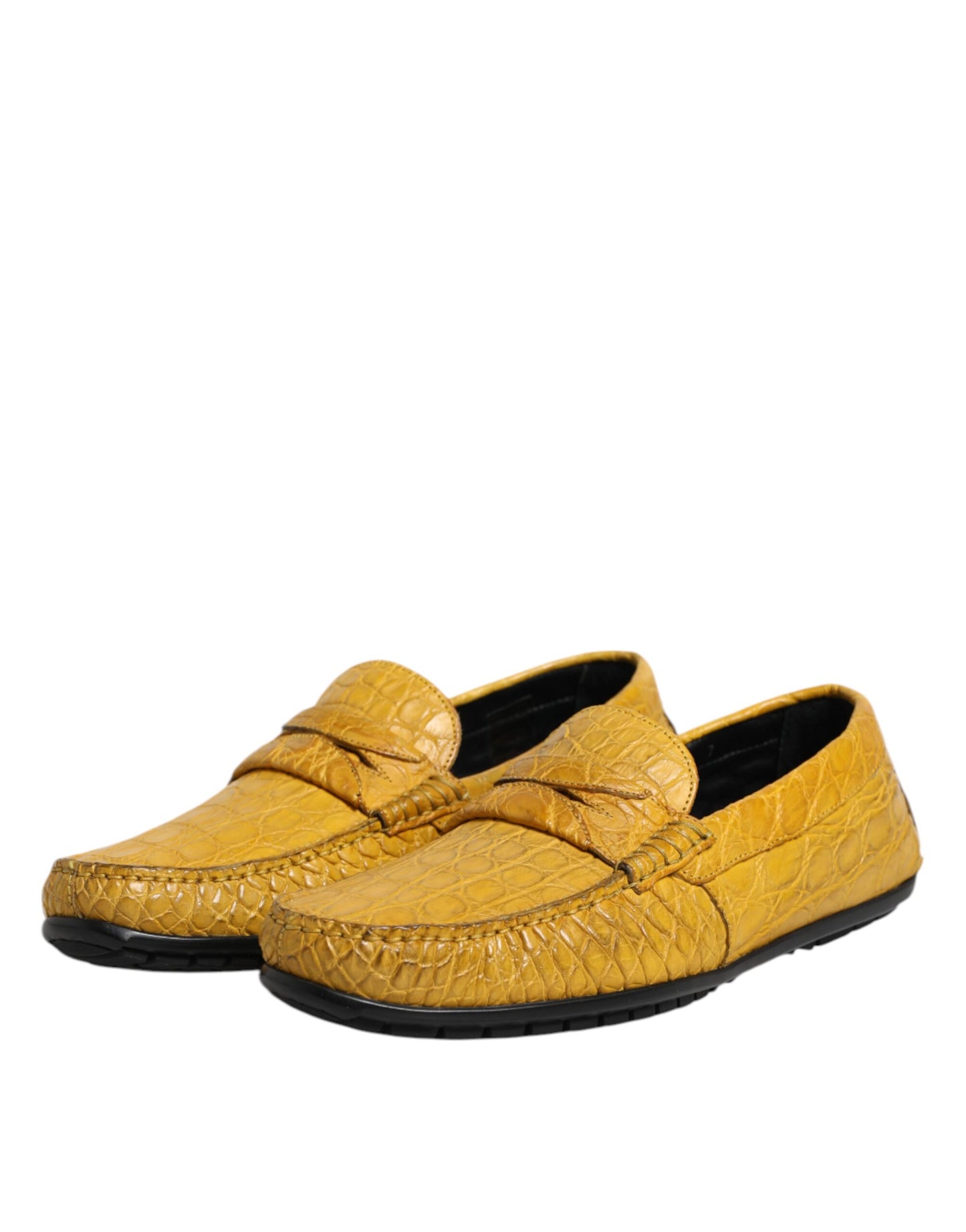 Dolce & Gabbana Yellow Exotic Leather Loafers Slip On Shoes Curated Luxury Accessories by Orvyn