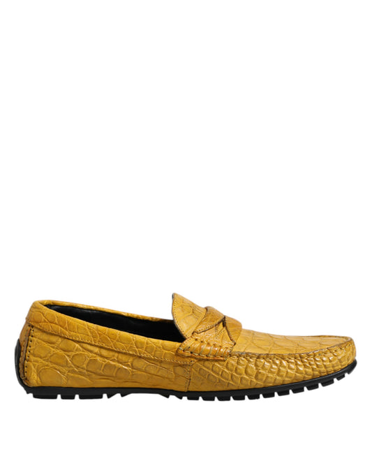 Dolce & Gabbana Yellow Exotic Leather Loafers Slip On Shoes Curated Luxury Accessories by Orvyn
