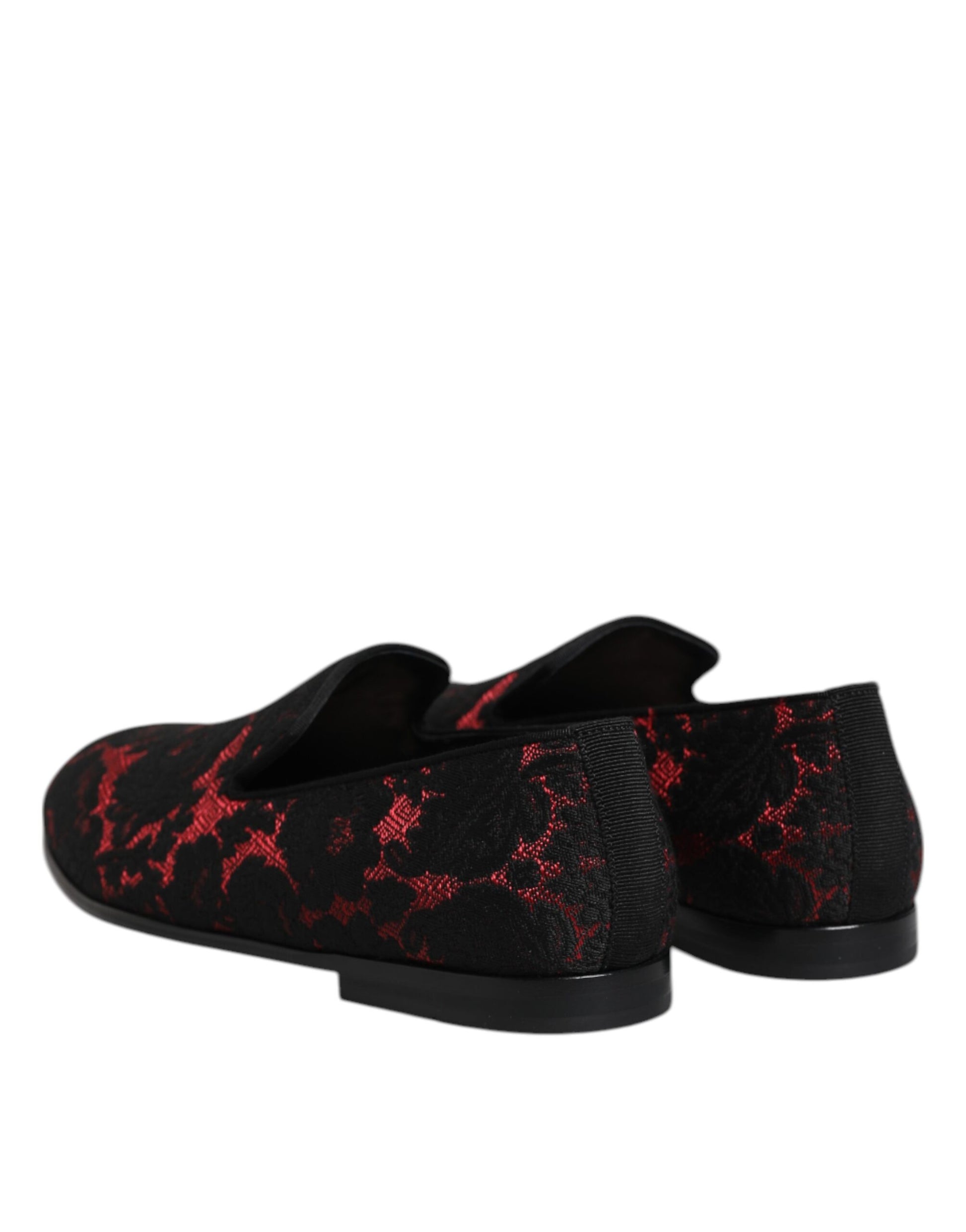 Dolce & Gabbana Red Black Jacquard Slip On Men Loafers Shoes Curated Luxury Accessories by Orvyn