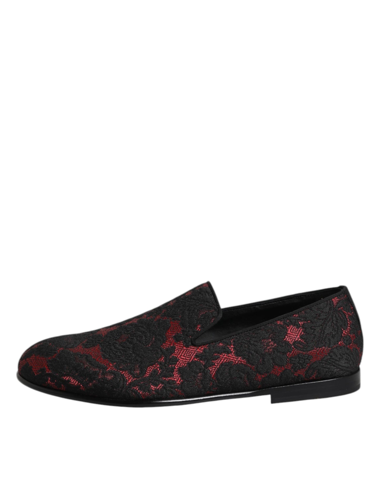 Dolce & Gabbana Red Black Jacquard Slip On Men Loafers Shoes Curated Luxury Accessories by Orvyn