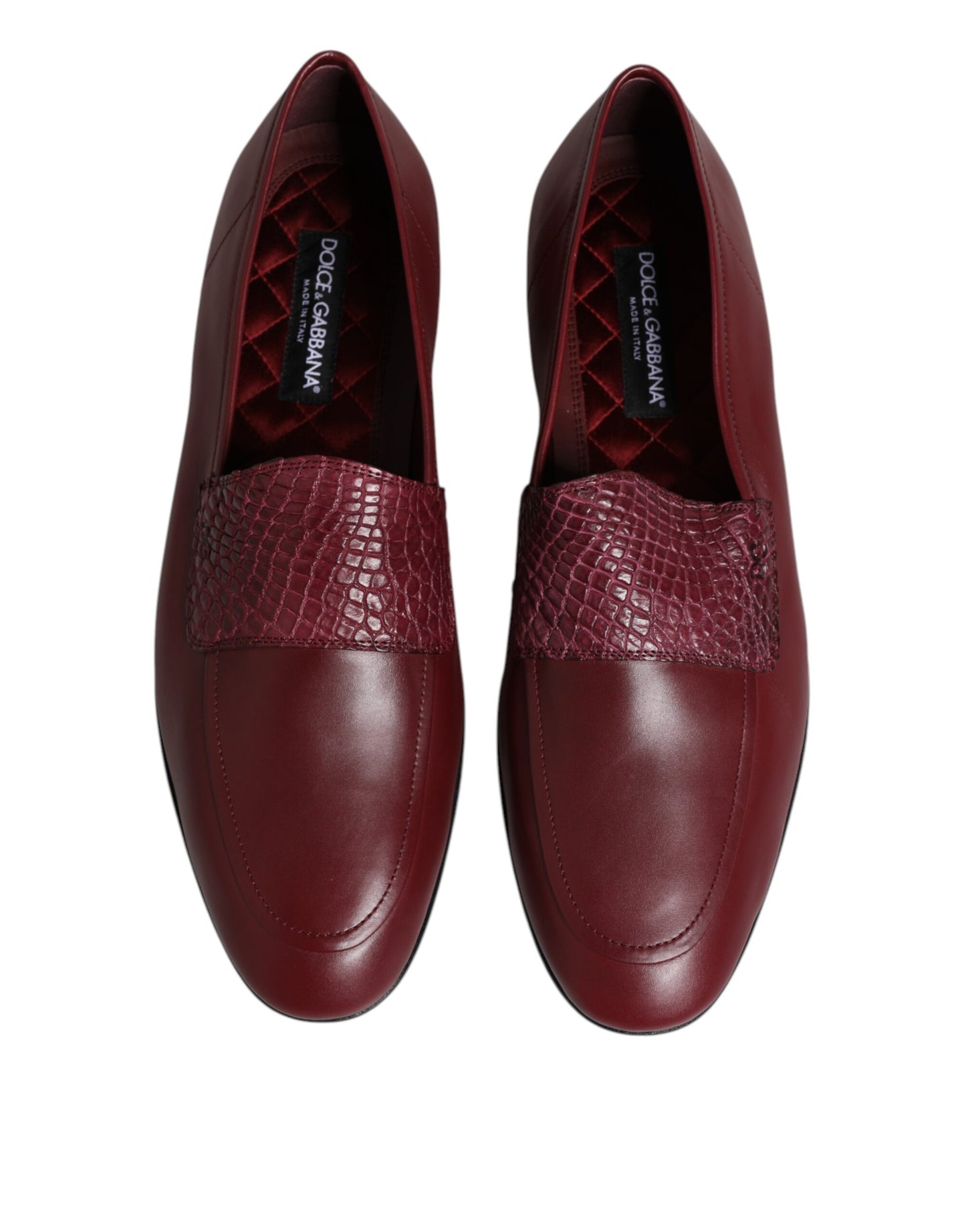 Dolce & Gabbana Burgundy Calfskin Leather Formal Slip On Shoes Curated Luxury Accessories by Orvyn
