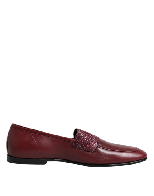 Dolce & Gabbana Burgundy Calfskin Leather Formal Slip On Shoes Curated Luxury Accessories by Orvyn