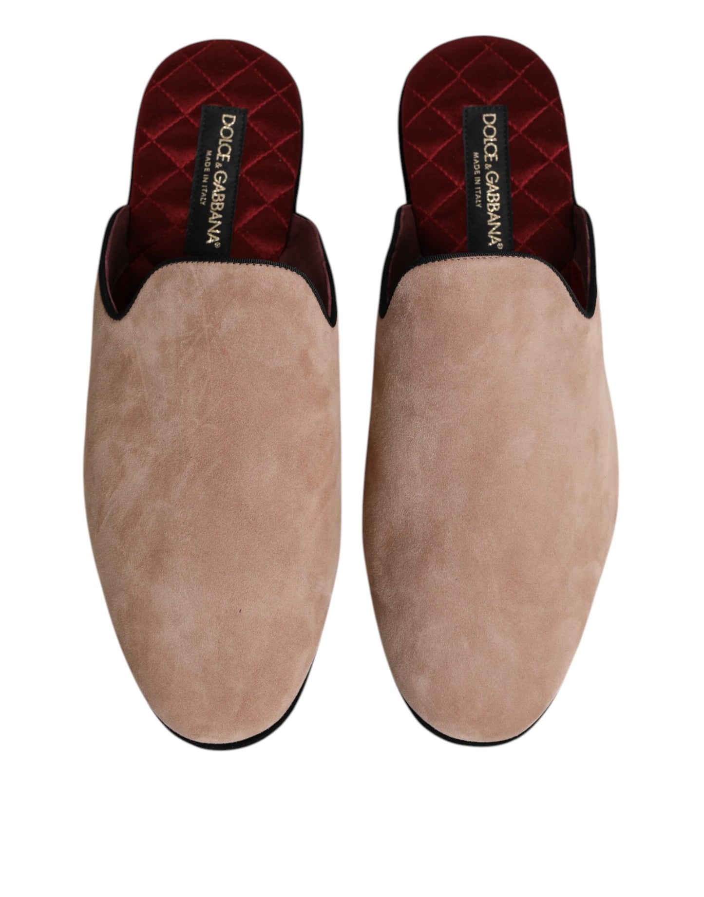 Dolce & Gabbana Beige Capra Suede Slides Flat Slipper Shoes Curated Luxury Accessories by Orvyn