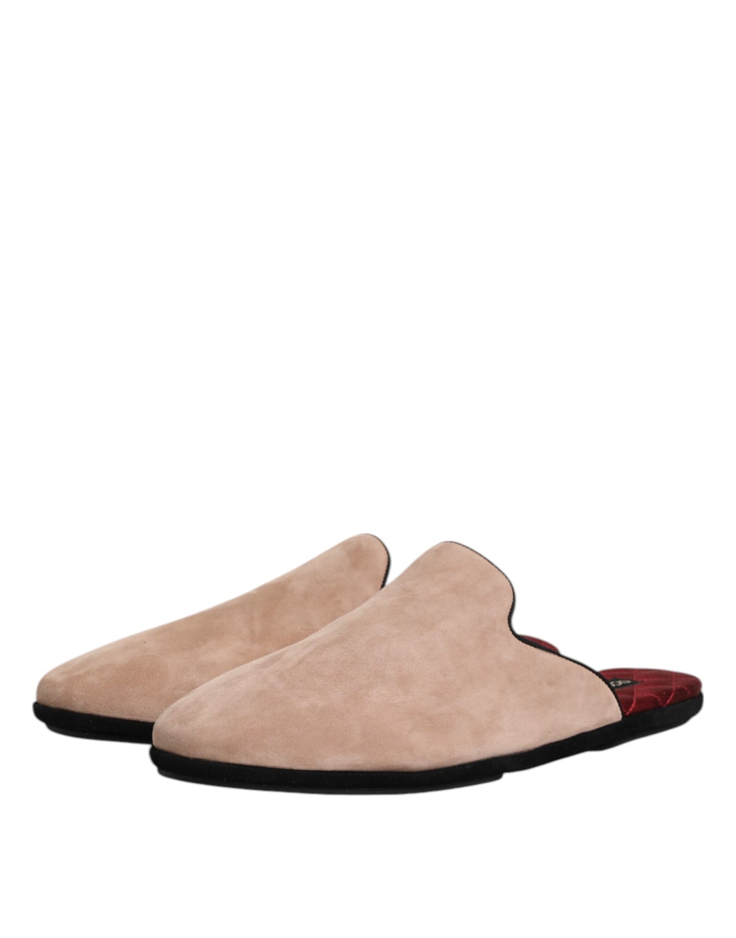 Dolce & Gabbana Beige Capra Suede Slides Flat Slipper Shoes Curated Luxury Accessories by Orvyn