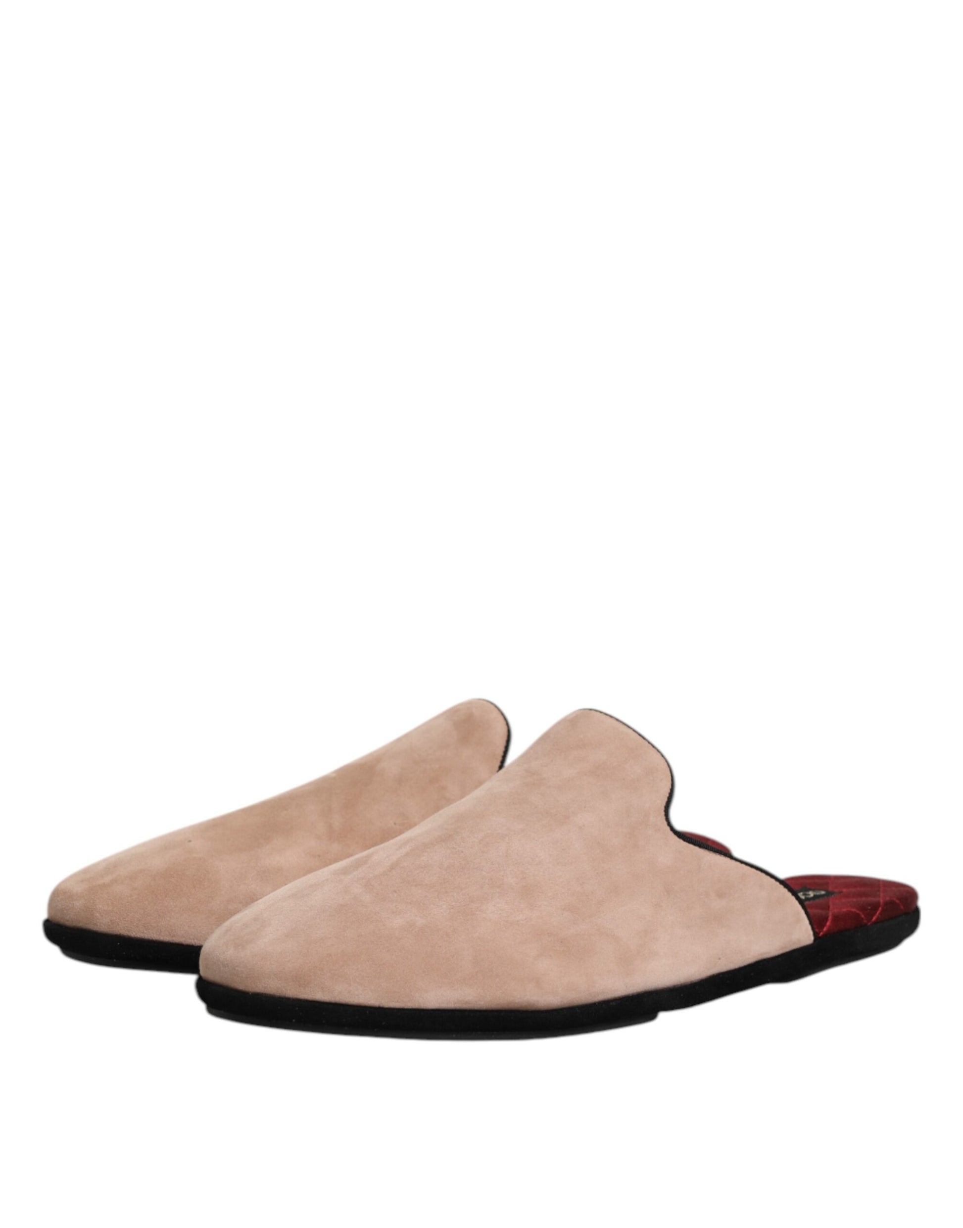 Dolce & Gabbana Beige Capra Suede Slides Flat Slipper Shoes Curated Luxury Accessories by Orvyn