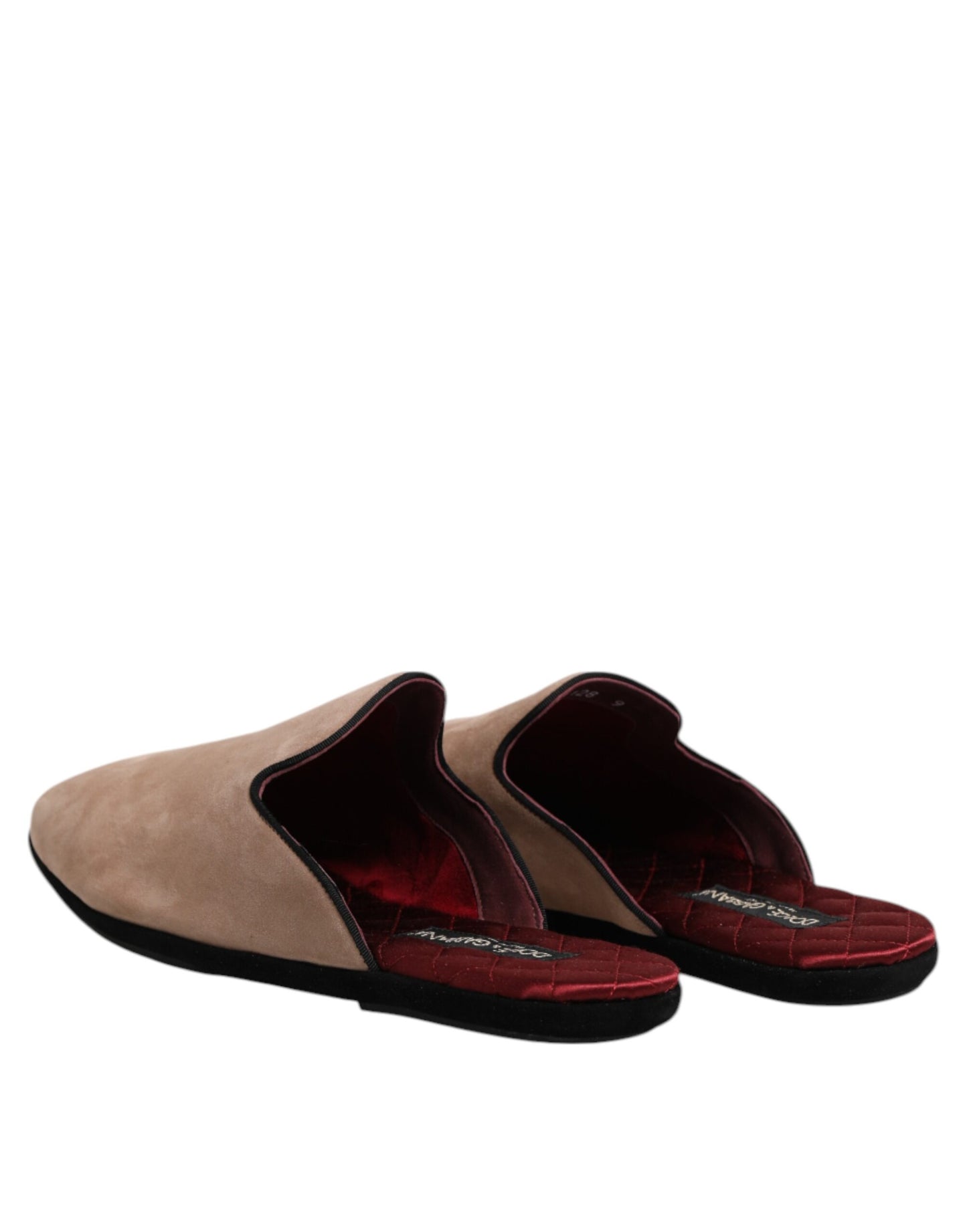 Dolce & Gabbana Beige Capra Suede Slides Flat Slipper Shoes Curated Luxury Accessories by Orvyn