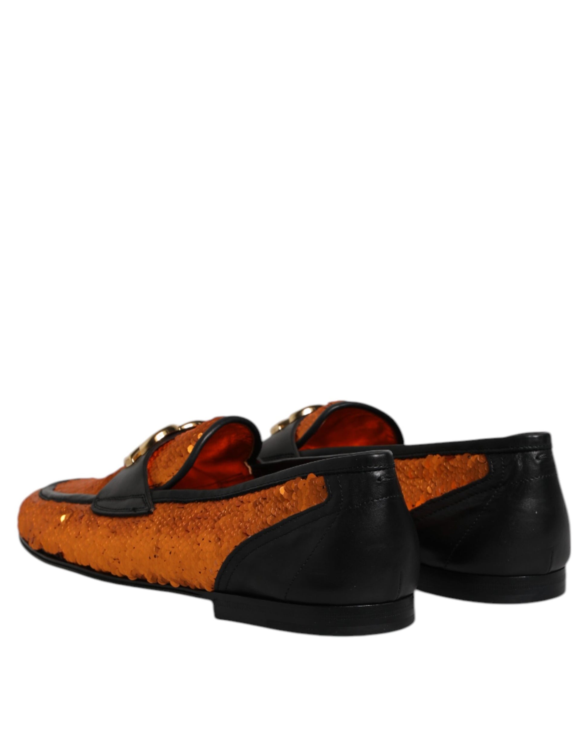 Dolce & Gabbana Orange Sequin Embellished Men Loafers Shoes Curated Luxury Accessories by Orvyn