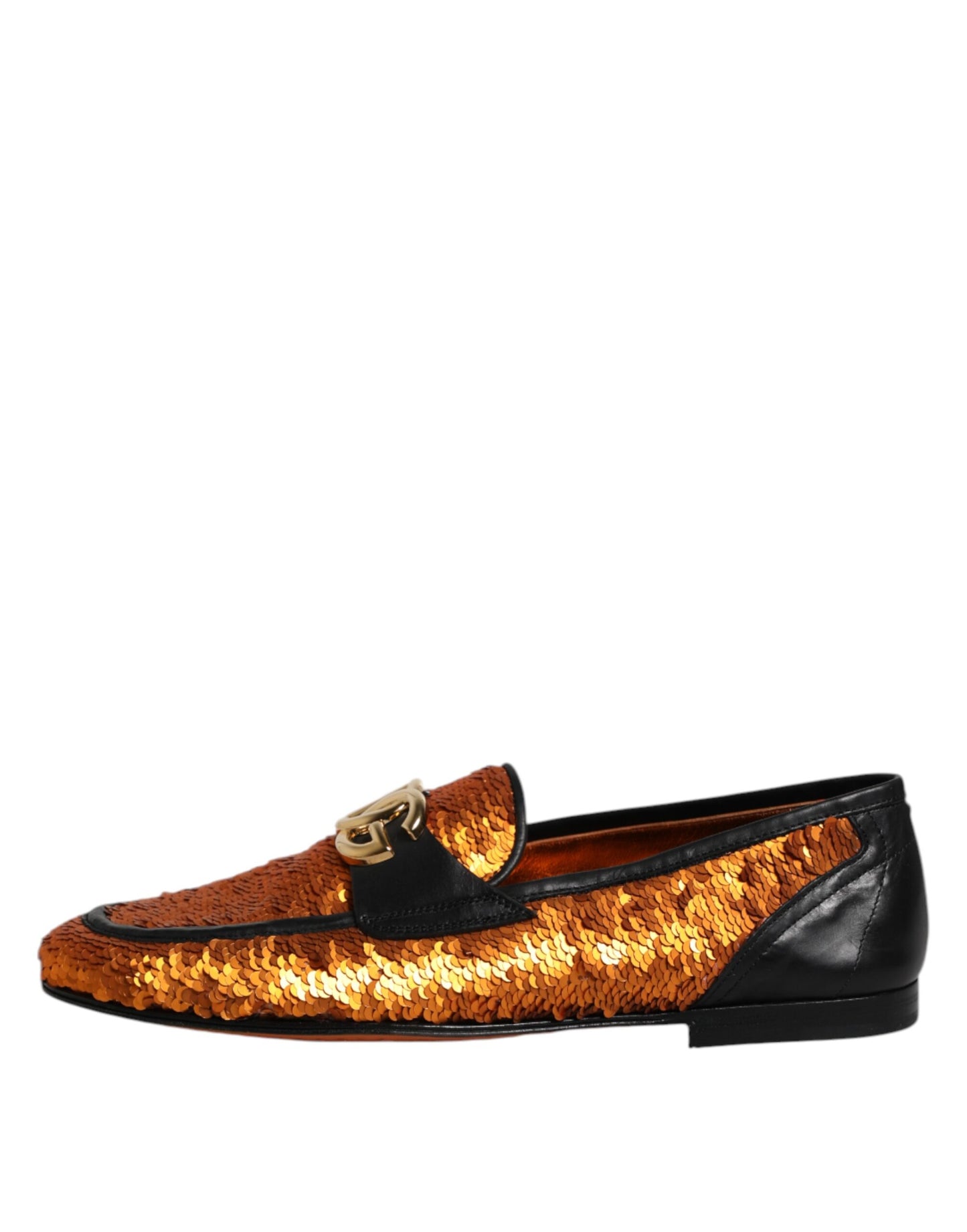 Dolce & Gabbana Orange Sequin Embellished Men Loafers Shoes Curated Luxury Accessories by Orvyn