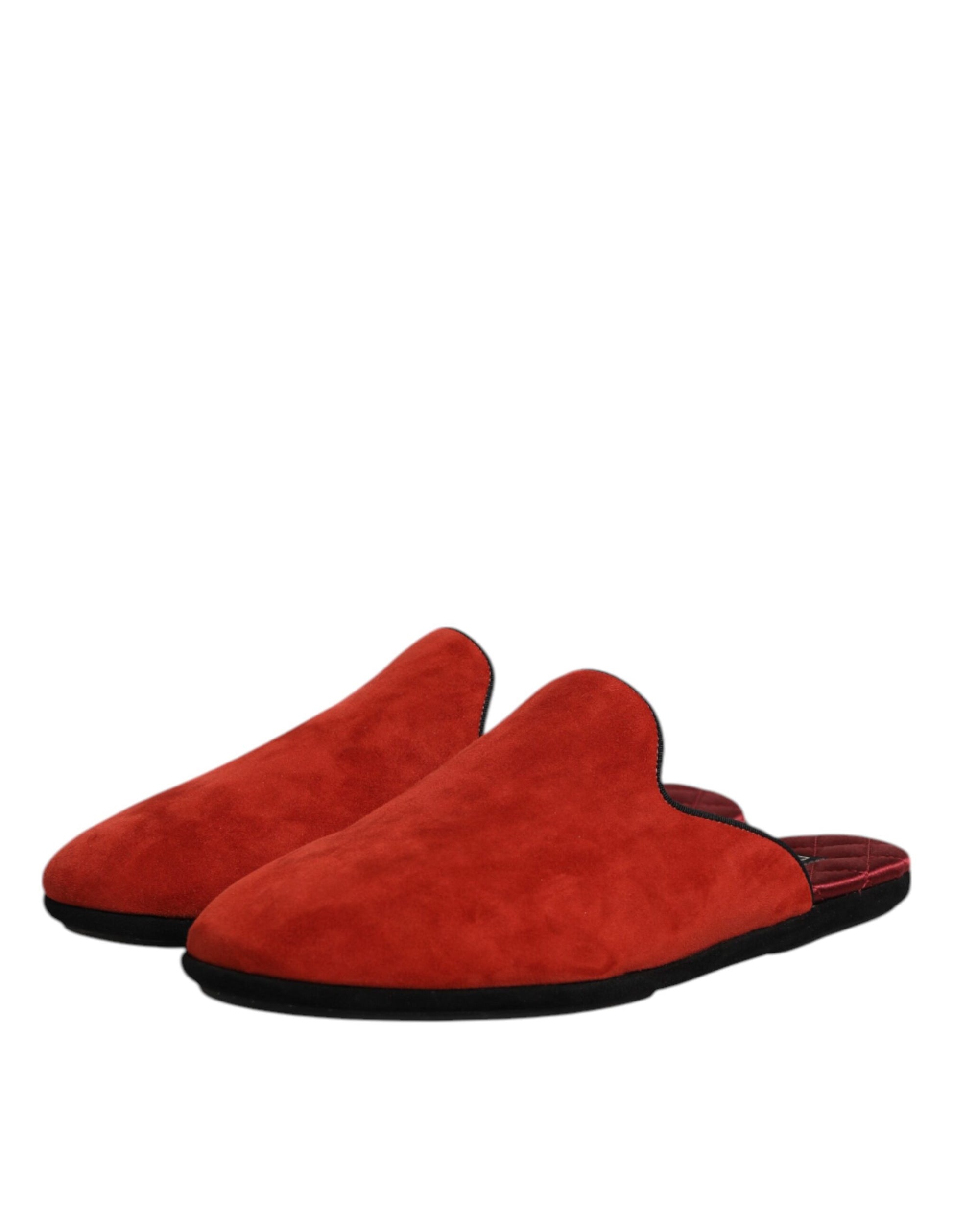 Dolce & Gabbana Orange Suede Slides Flat Slipper Shoes Curated Luxury Accessories by Orvyn