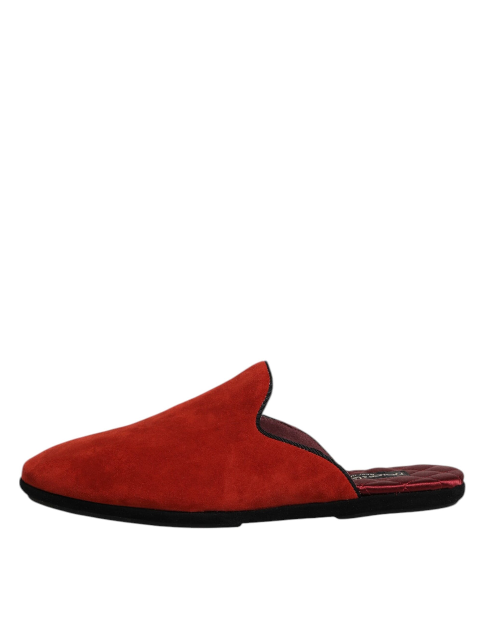 Dolce & Gabbana Orange Suede Slides Flat Slipper Shoes Curated Luxury Accessories by Orvyn