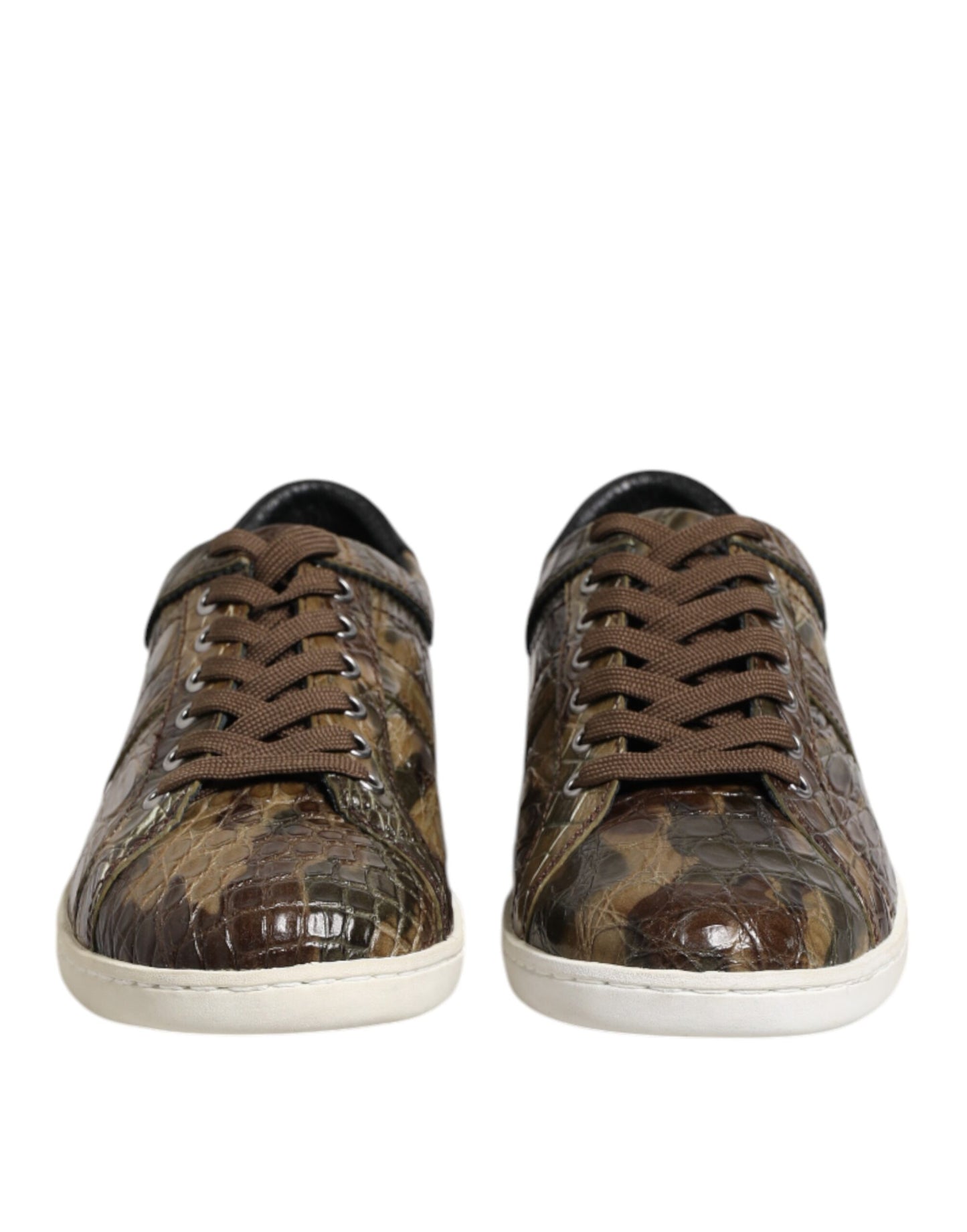 Dolce & Gabbana Brown Exotic Leather Low Top Sneakers Shoes Curated Luxury Accessories by Orvyn