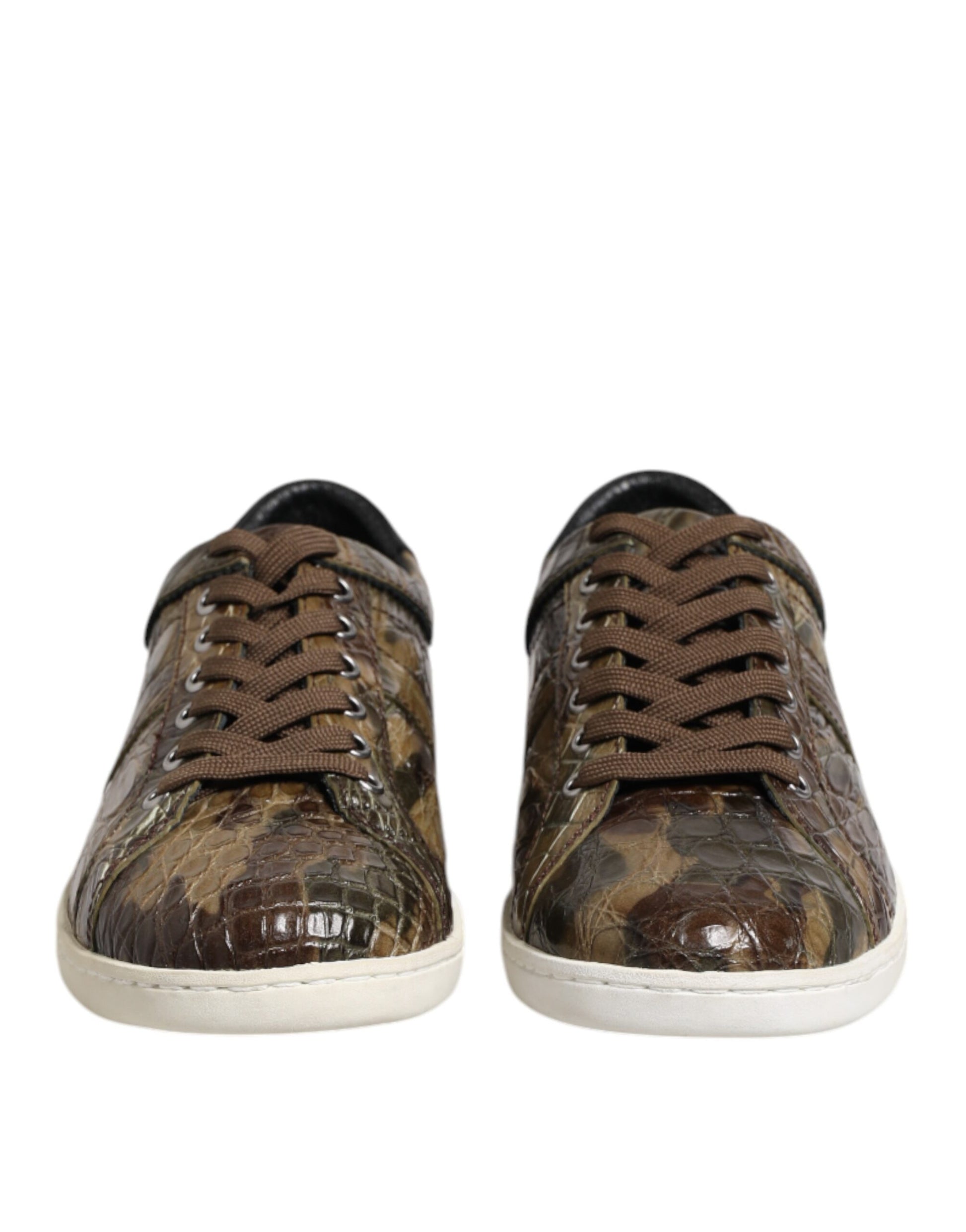 Dolce & Gabbana Brown Exotic Leather Low Top Sneakers Shoes Curated Luxury Accessories by Orvyn