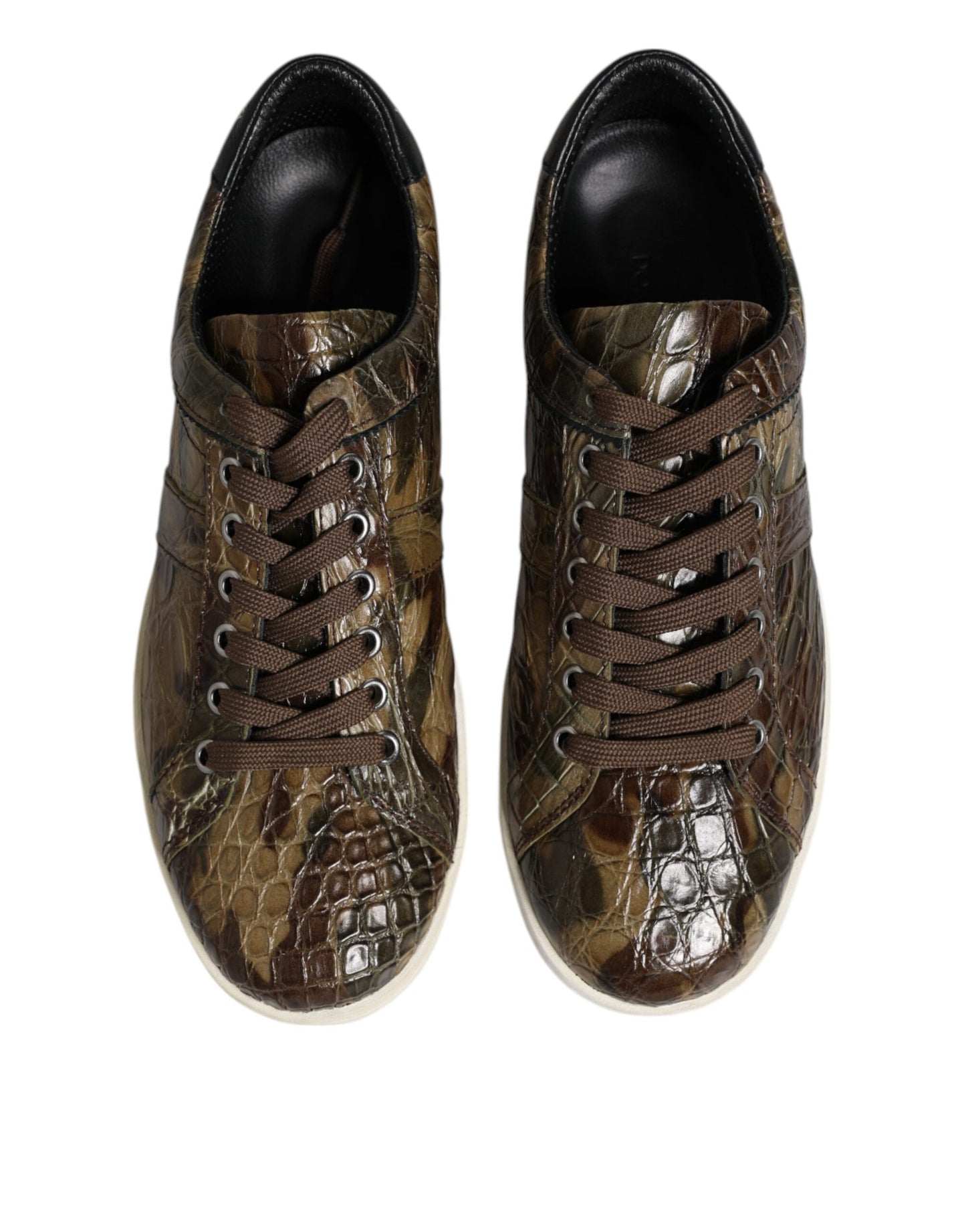 Dolce & Gabbana Brown Exotic Leather Low Top Sneakers Shoes Curated Luxury Accessories by Orvyn