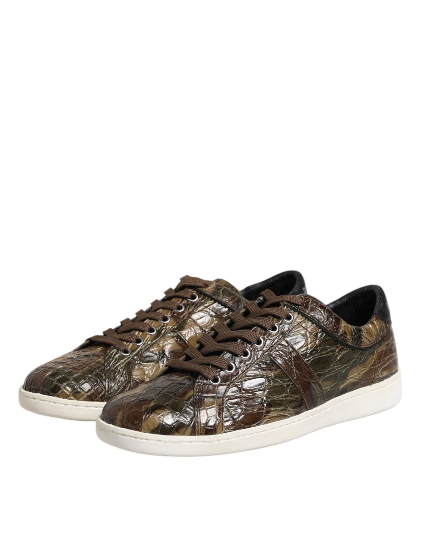 Dolce & Gabbana Brown Exotic Leather Low Top Sneakers Shoes Curated Luxury Accessories by Orvyn
