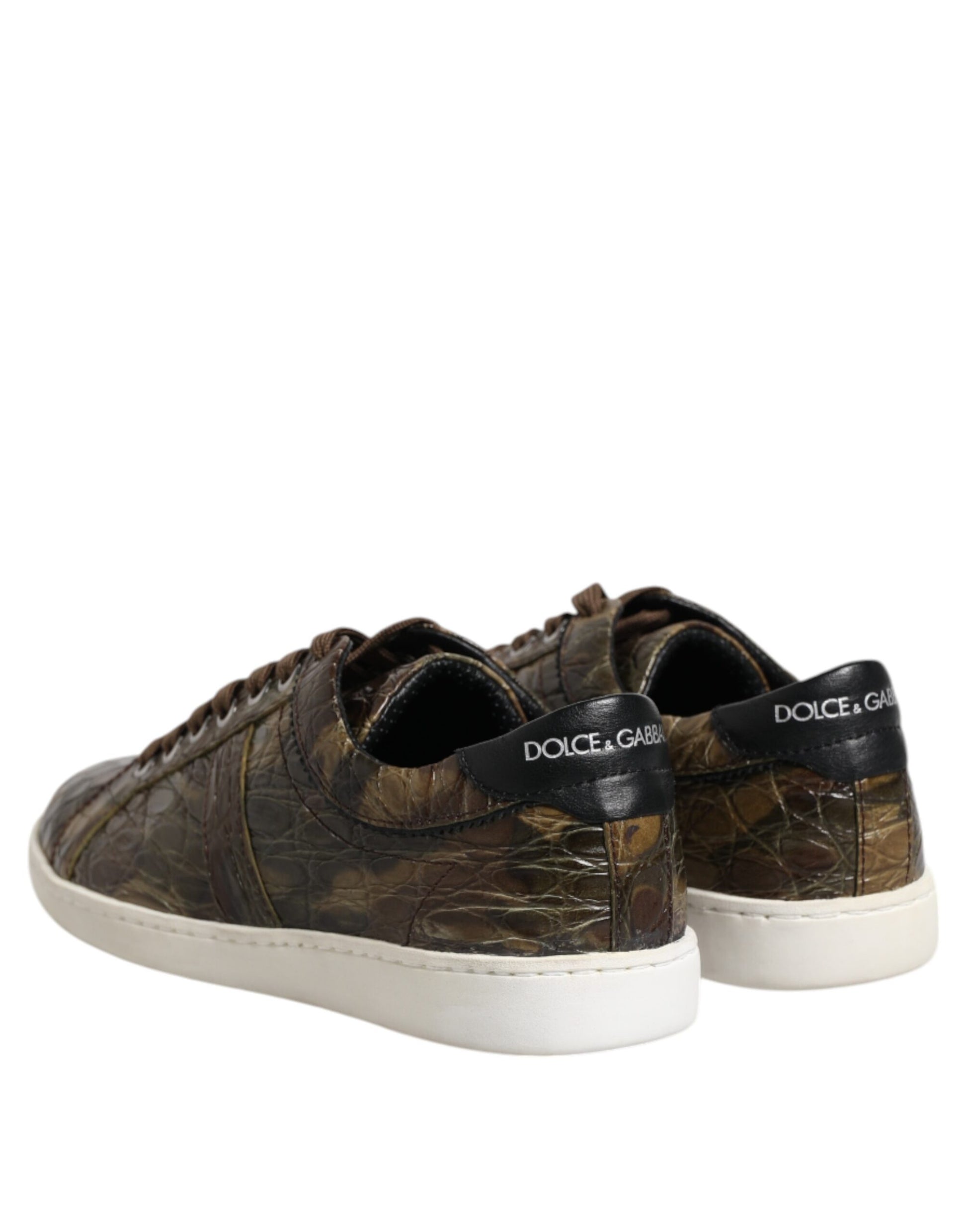 Dolce & Gabbana Brown Exotic Leather Low Top Sneakers Shoes Curated Luxury Accessories by Orvyn