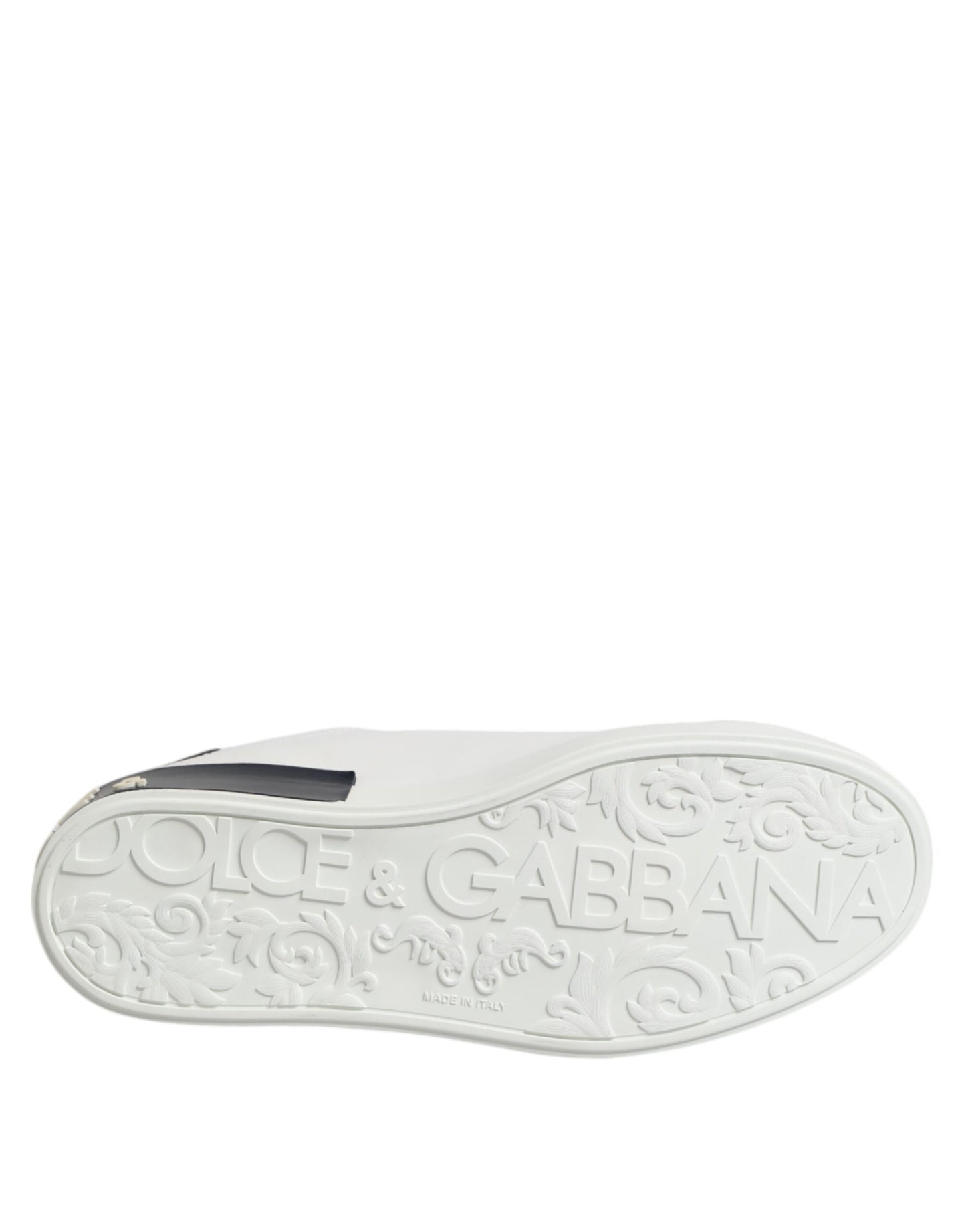 Dolce & Gabbana White Black Leather Portofino Sneaker Shoes Curated Luxury Accessories by Orvyn