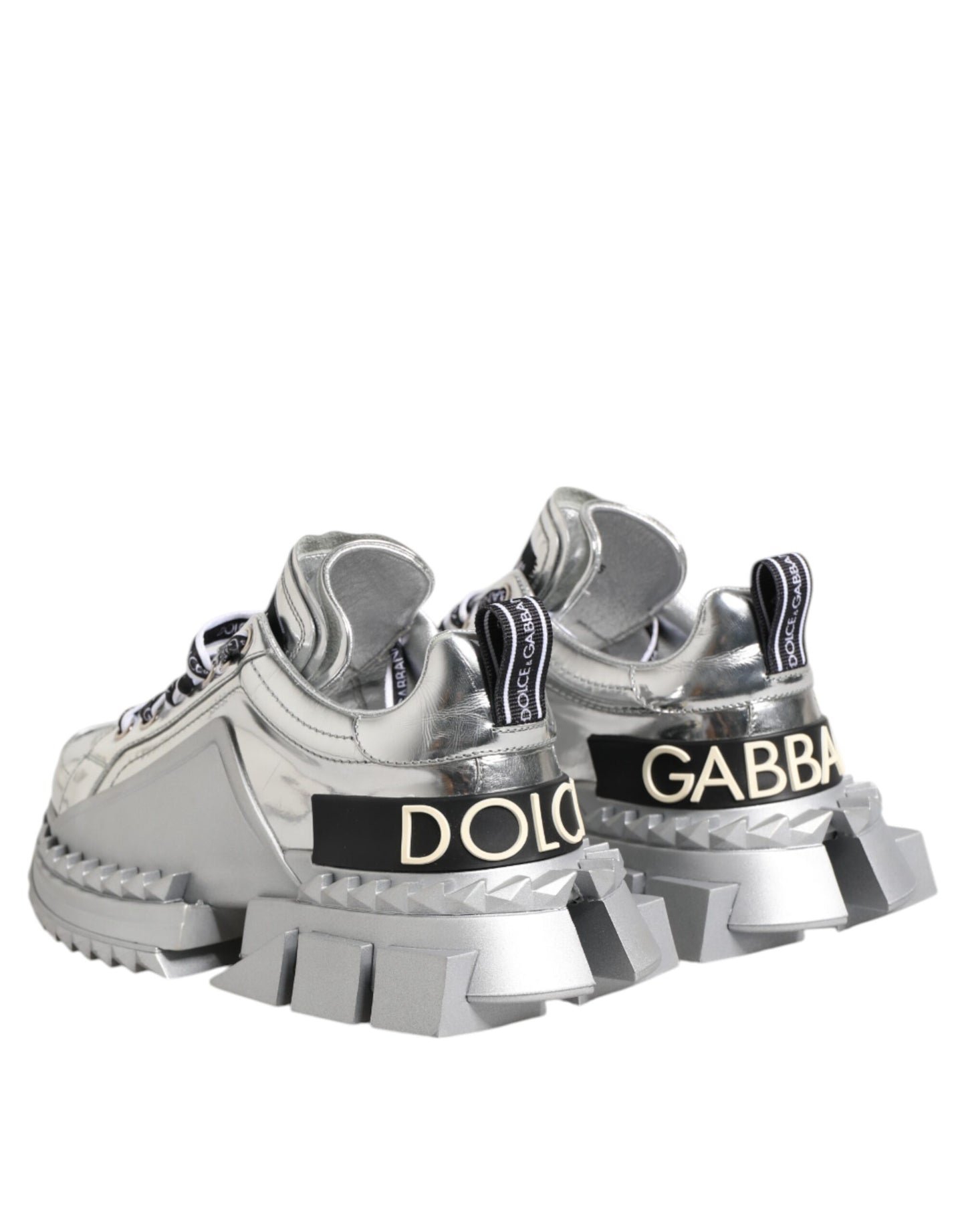 Dolce & Gabbana Silver Leather Super Queen Sneakers Shoes Curated Luxury Accessories by Orvyn
