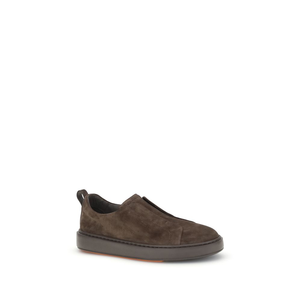 Santoni Brown Calf Leather Bos Taurus Low Top Sneakers Curated Luxury Accessories by Orvyn
