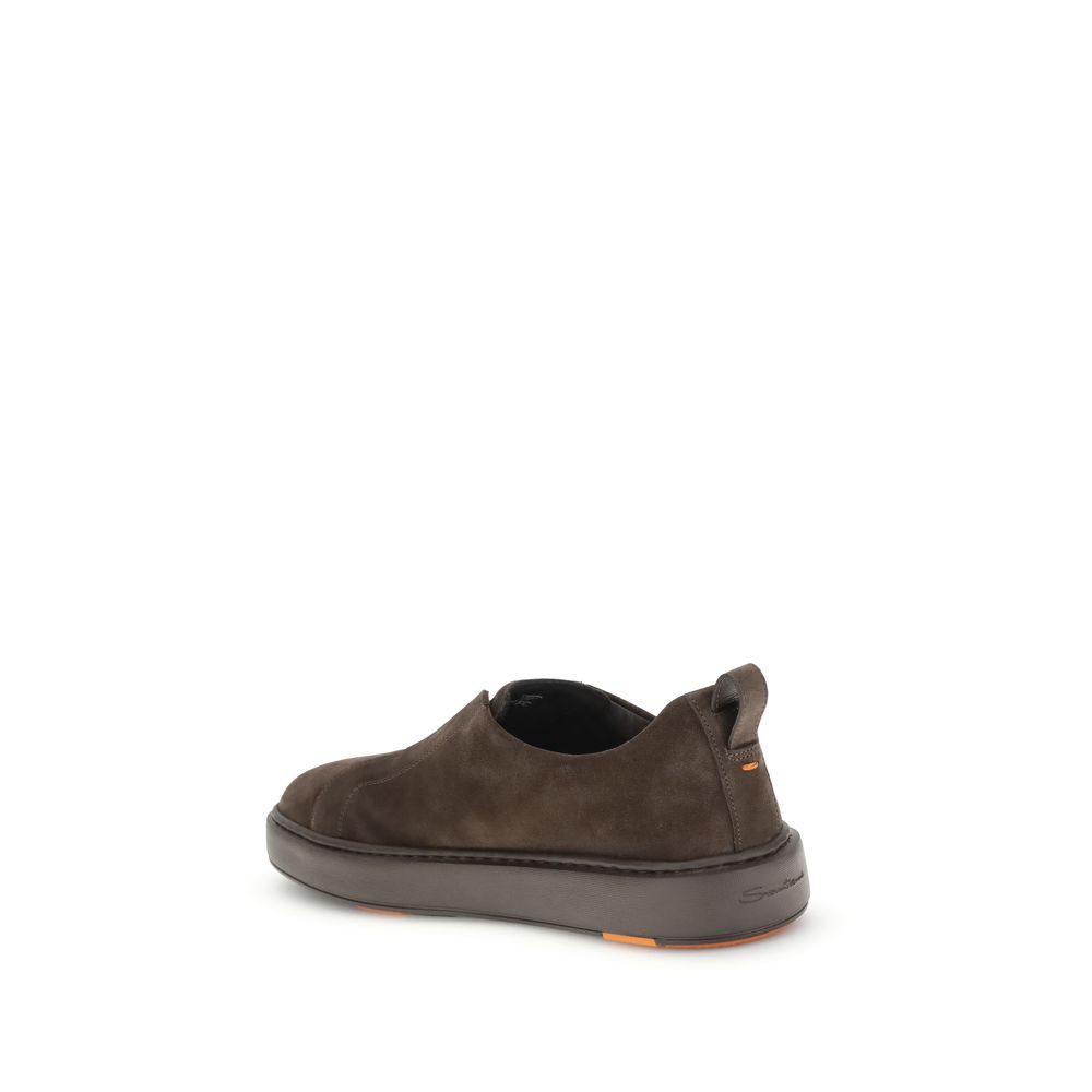 Santoni Brown Calf Leather Bos Taurus Low Top Sneakers Curated Luxury Accessories by Orvyn