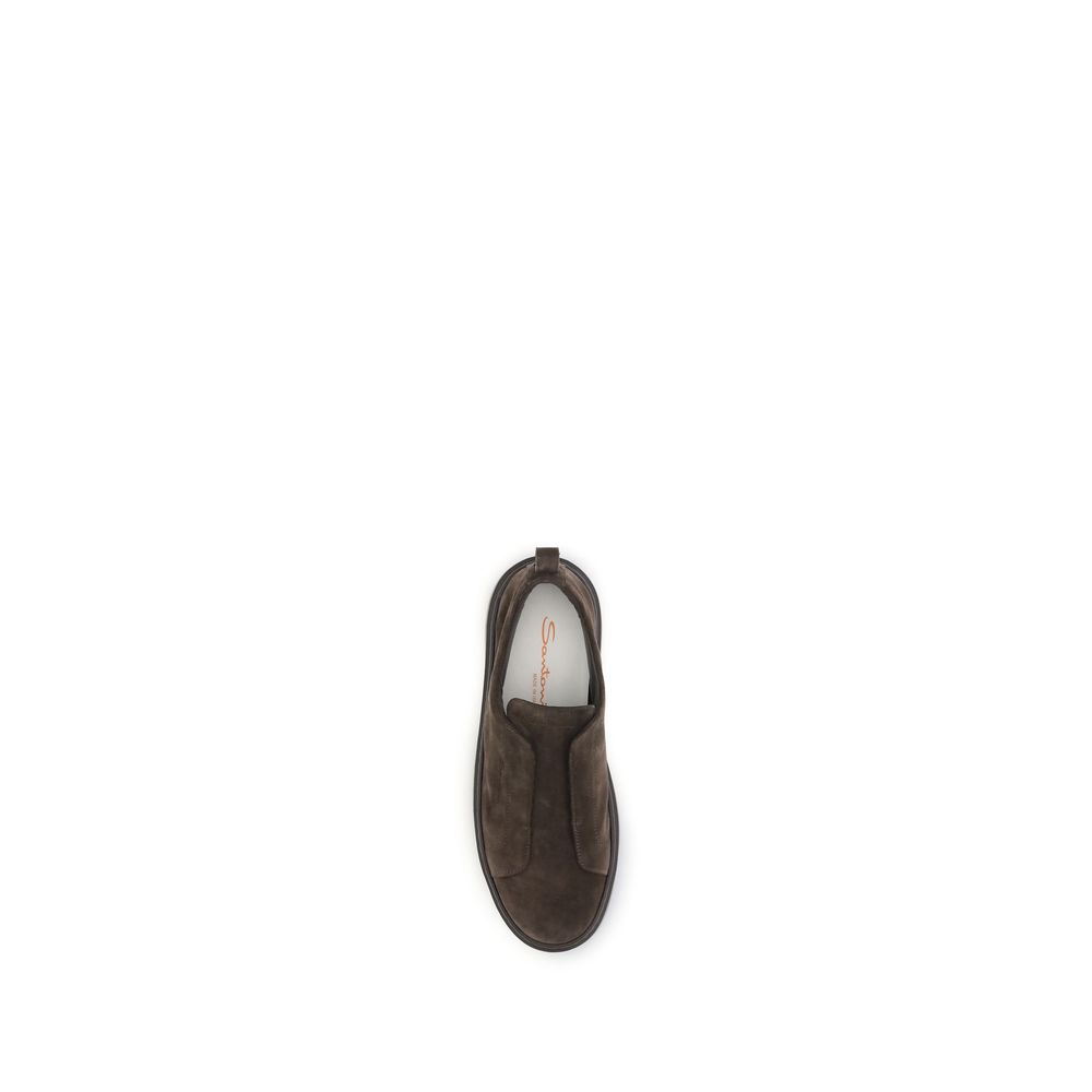 Santoni Brown Calf Leather Bos Taurus Low Top Sneakers Curated Luxury Accessories by Orvyn