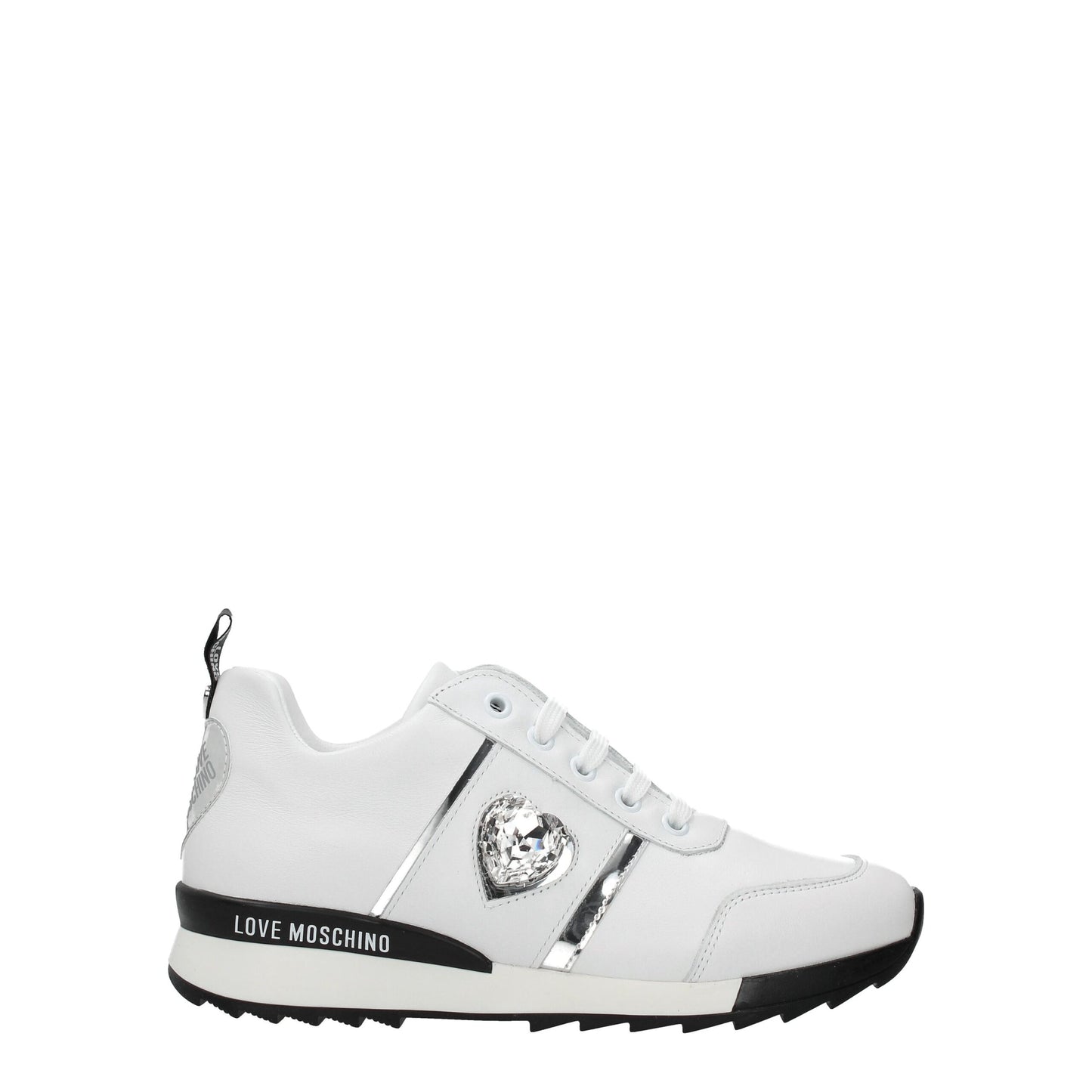 Love Moschino White Leather Low Top Sneakers Curated Luxury Accessories by Orvyn