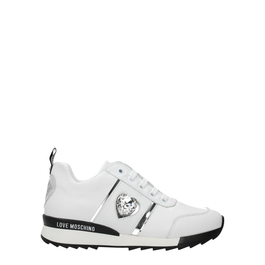 Love Moschino White Leather Low Top Sneakers Curated Luxury Accessories by Orvyn