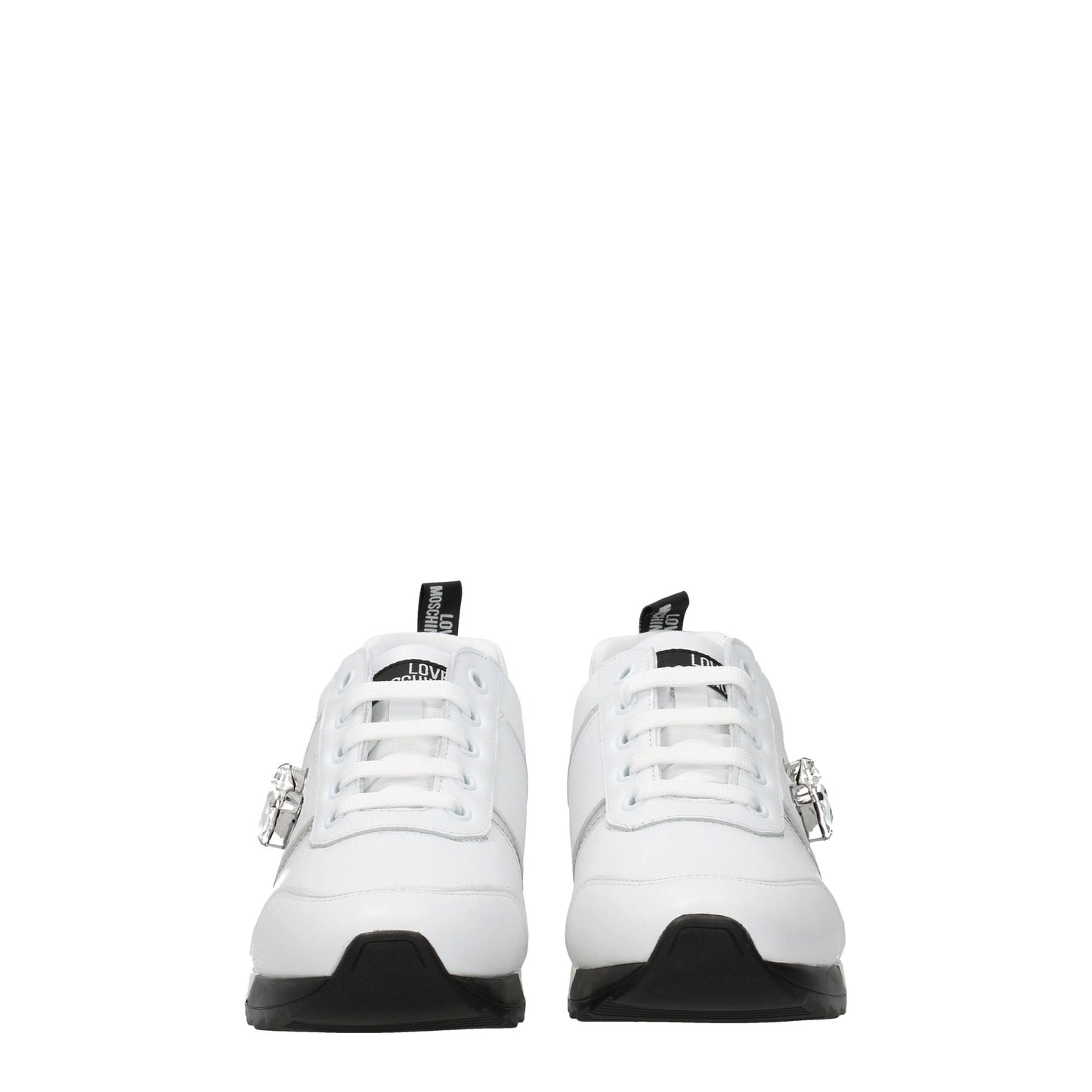 Love Moschino White Leather Low Top Sneakers Curated Luxury Accessories by Orvyn