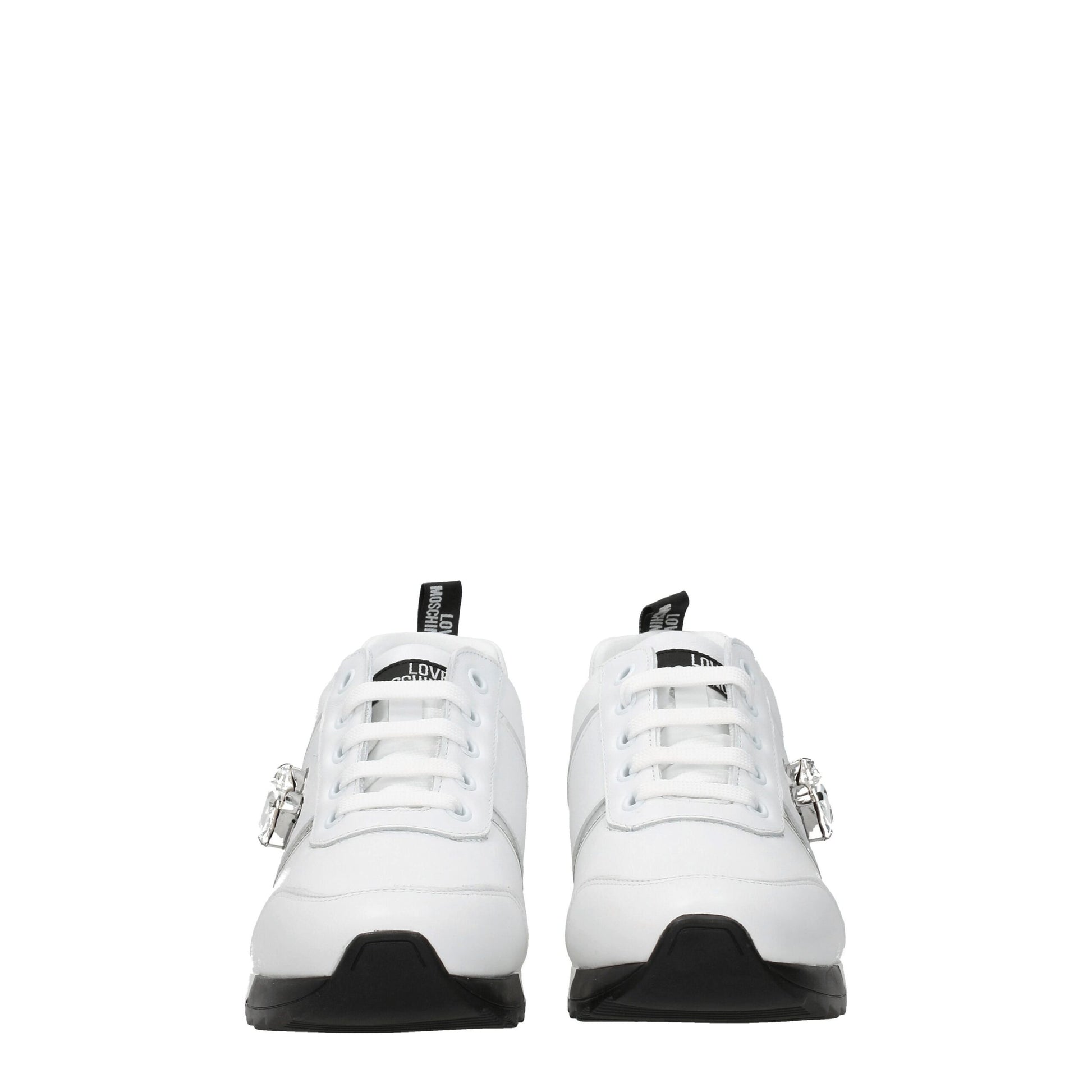 Love Moschino White Leather Low Top Sneakers Curated Luxury Accessories by Orvyn