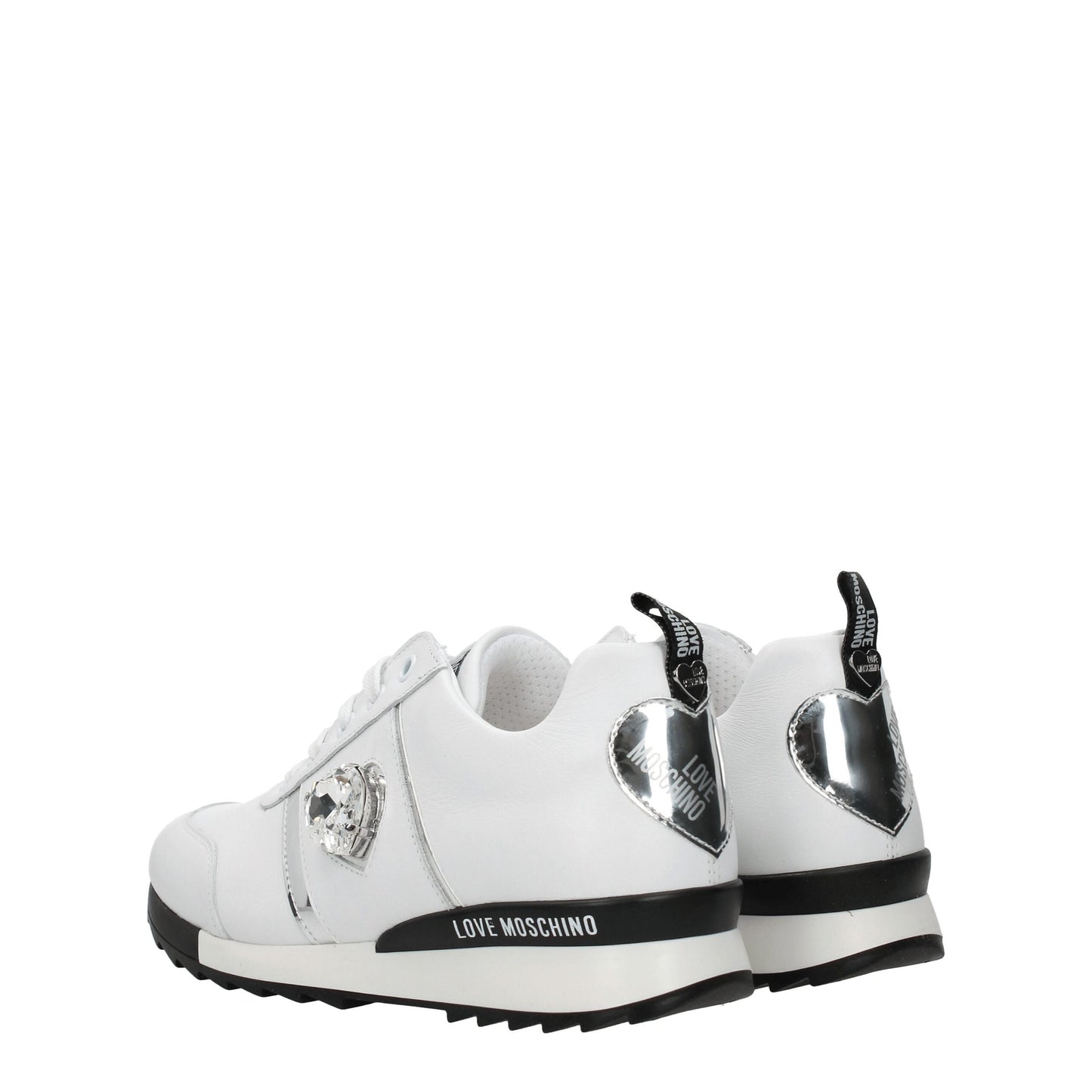 Love Moschino White Leather Low Top Sneakers Curated Luxury Accessories by Orvyn