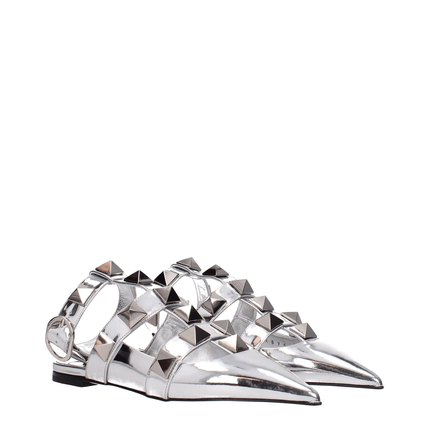 Valentino Garavani Gray Leather Flat Sandals grau
