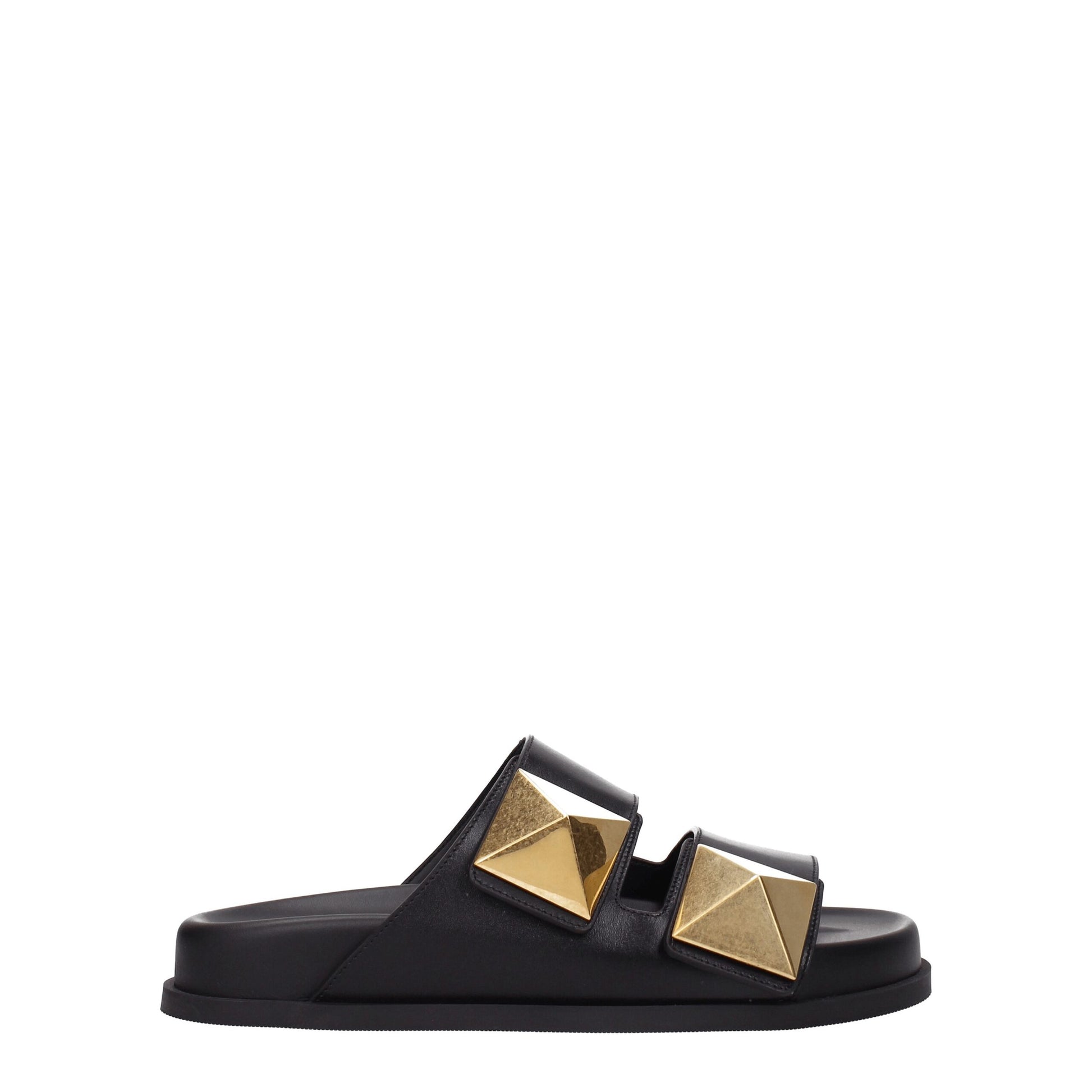 Valentino Garavani Black Leather Slippers schwarz