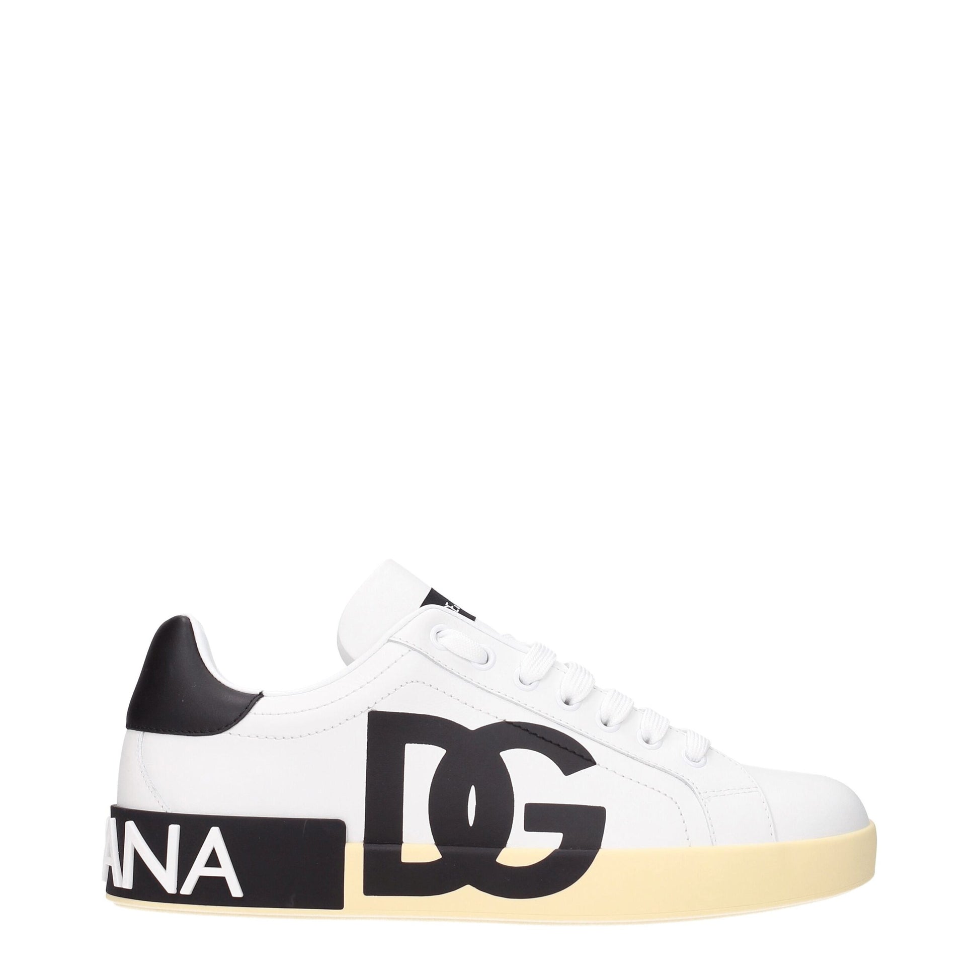 Dolce & Gabbana White Leather Low Top Sneakers weiss