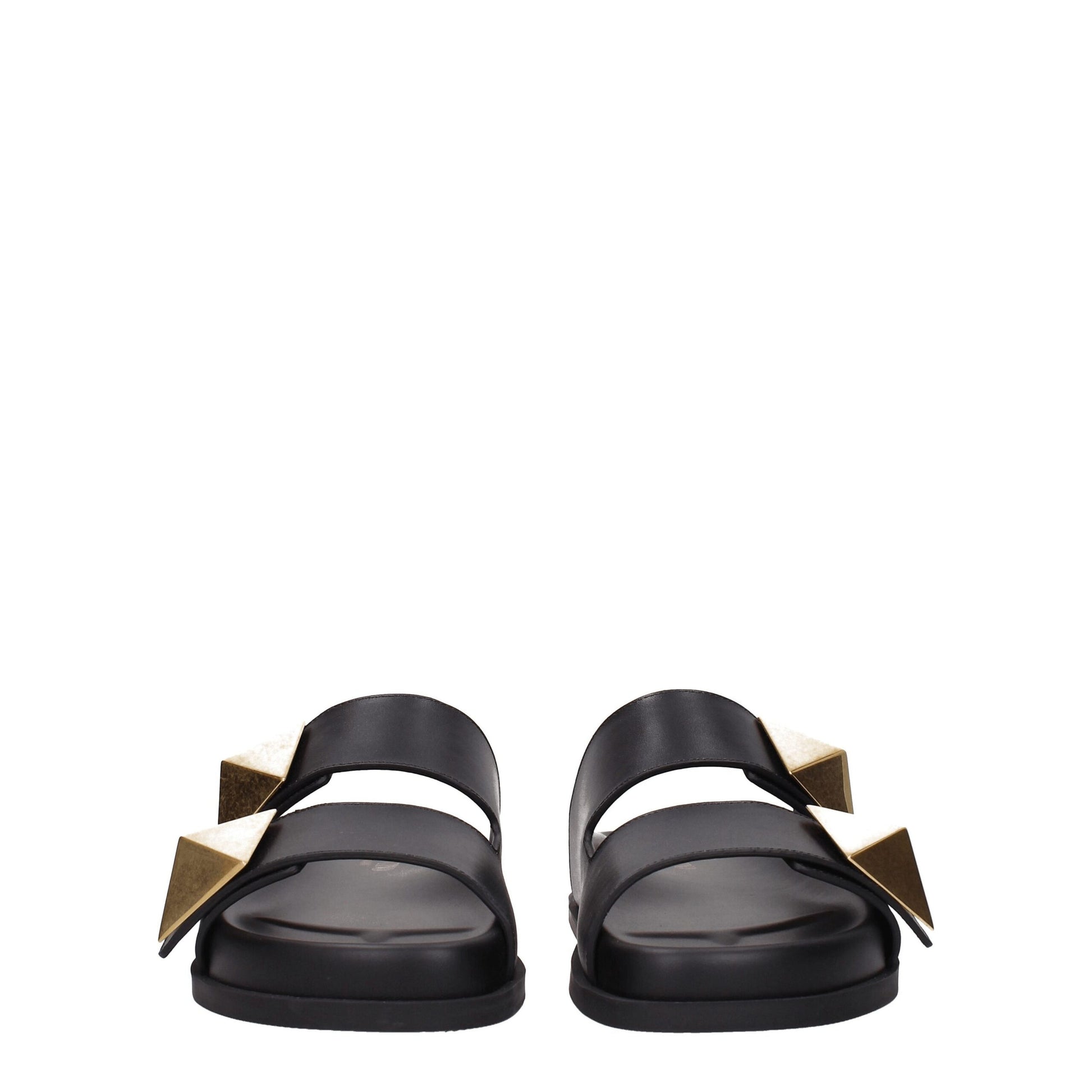 Valentino Garavani Black Leather Slippers schwarz