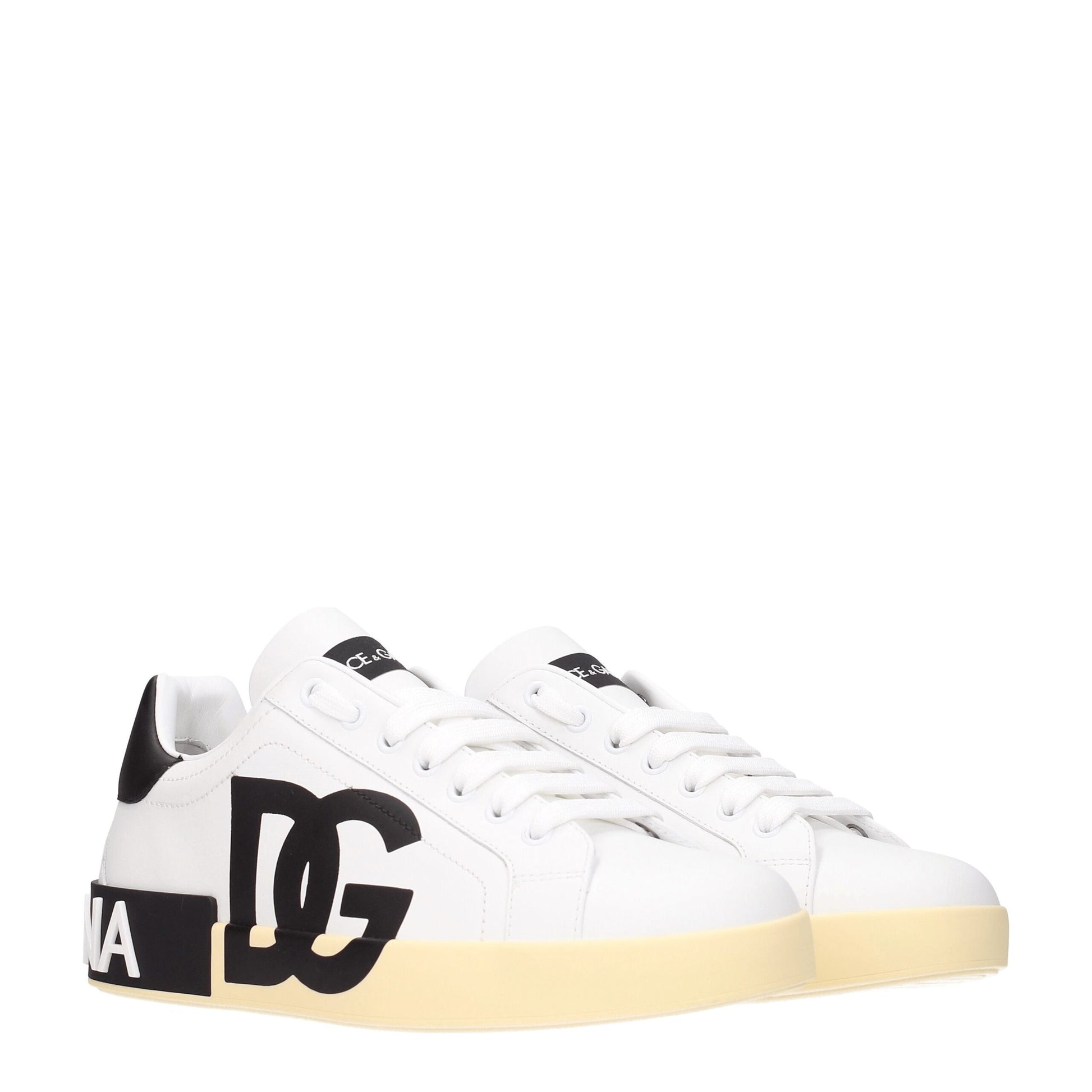 Dolce & Gabbana White Leather Low Top Sneakers weiss