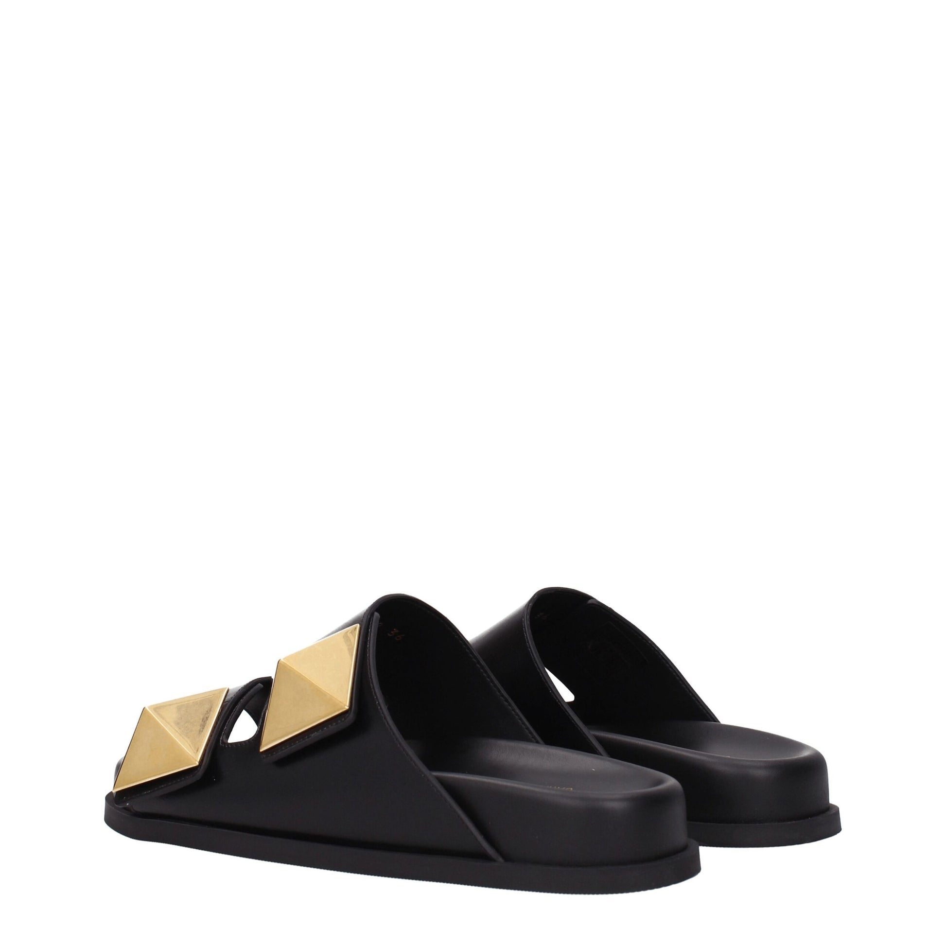 Valentino Garavani Black Leather Slippers schwarz