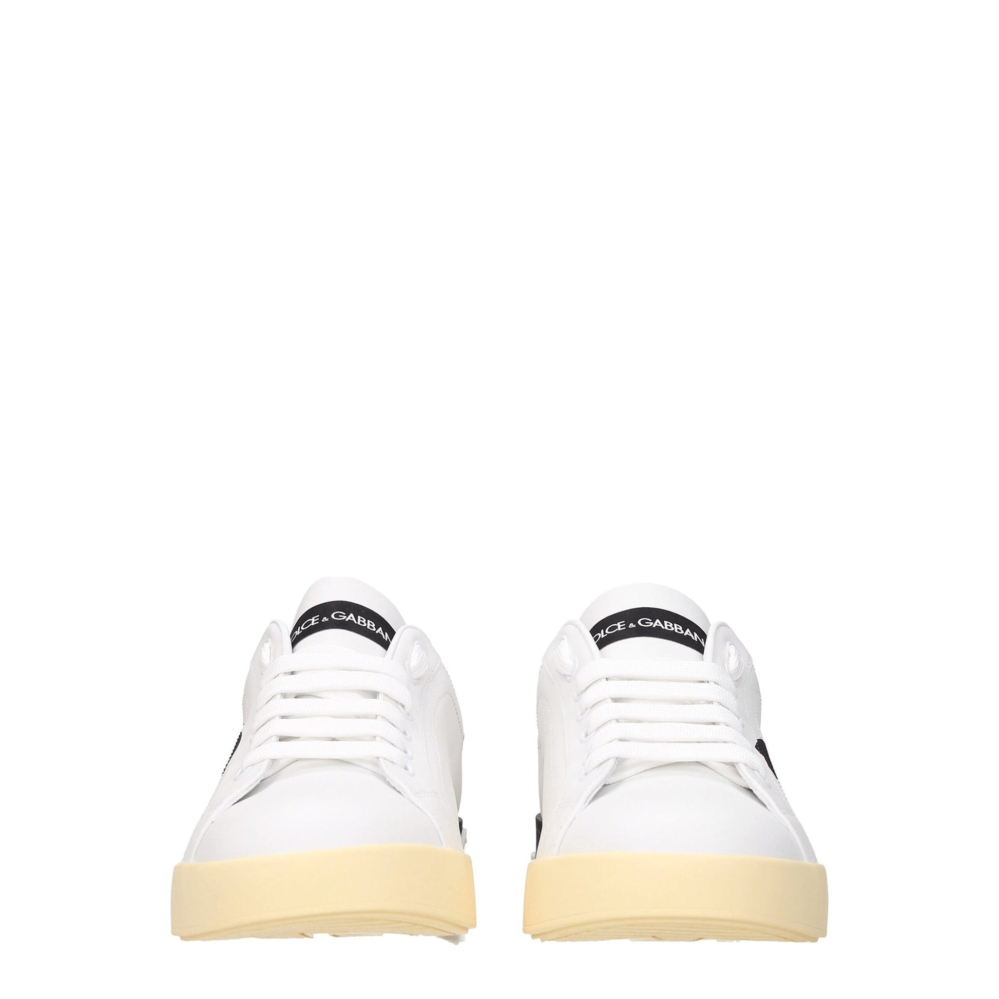 Dolce & Gabbana White Leather Low Top Sneakers weiss