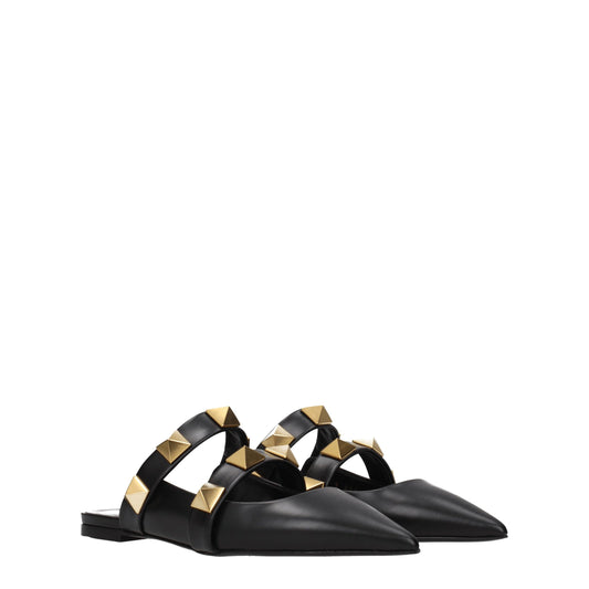 Valentino Garavani Black Leather Mules Curated Luxury Accessories by Orvyn