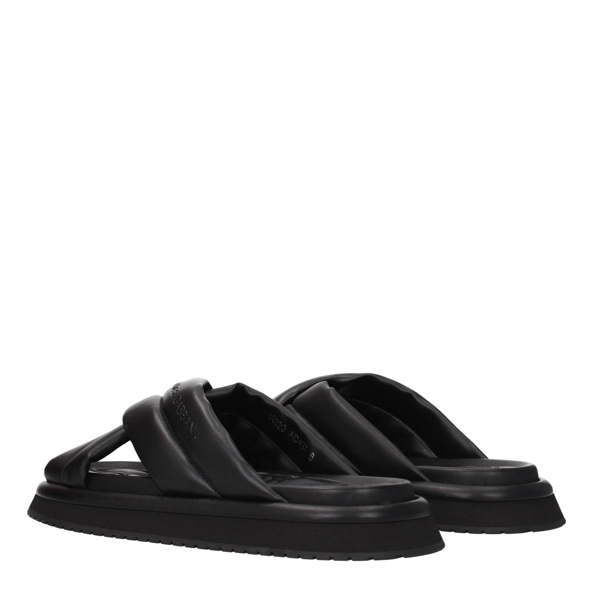 Dolce & Gabbana Black Leather Slippers schwarz