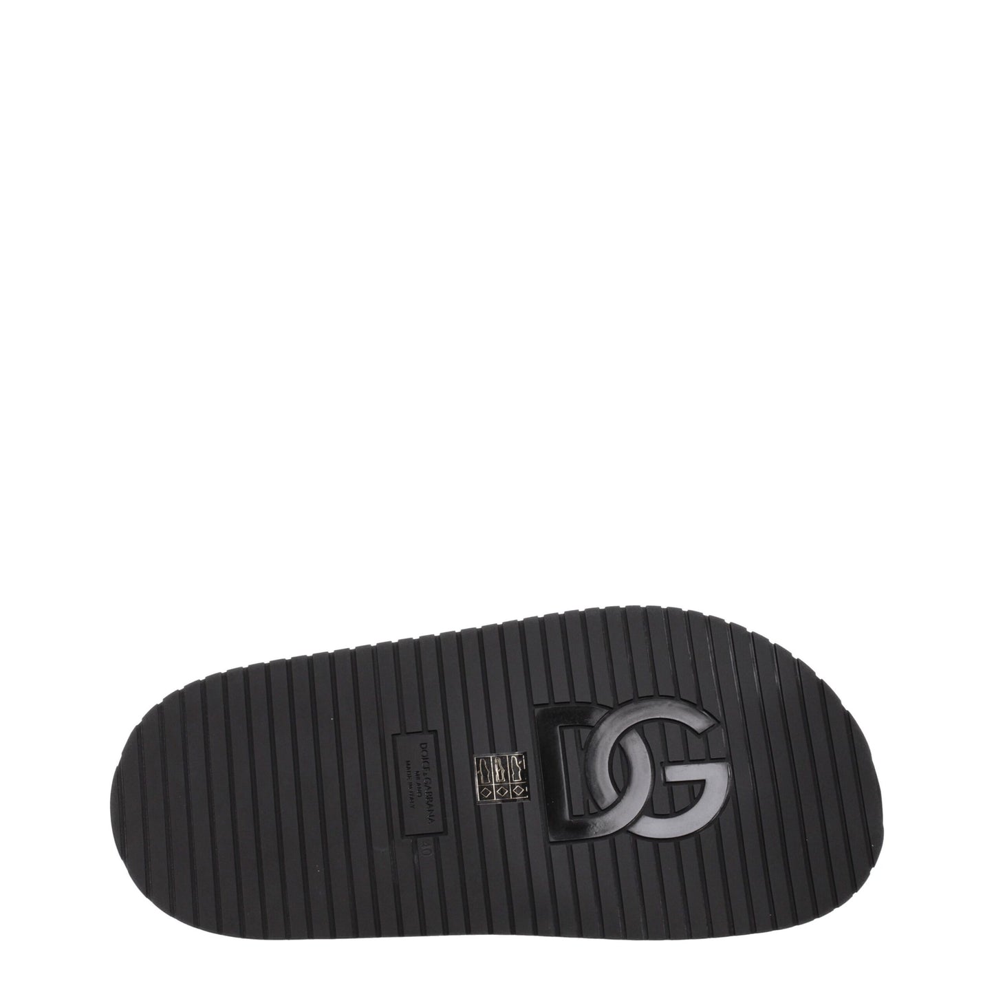Dolce & Gabbana Black Leather Slippers schwarz