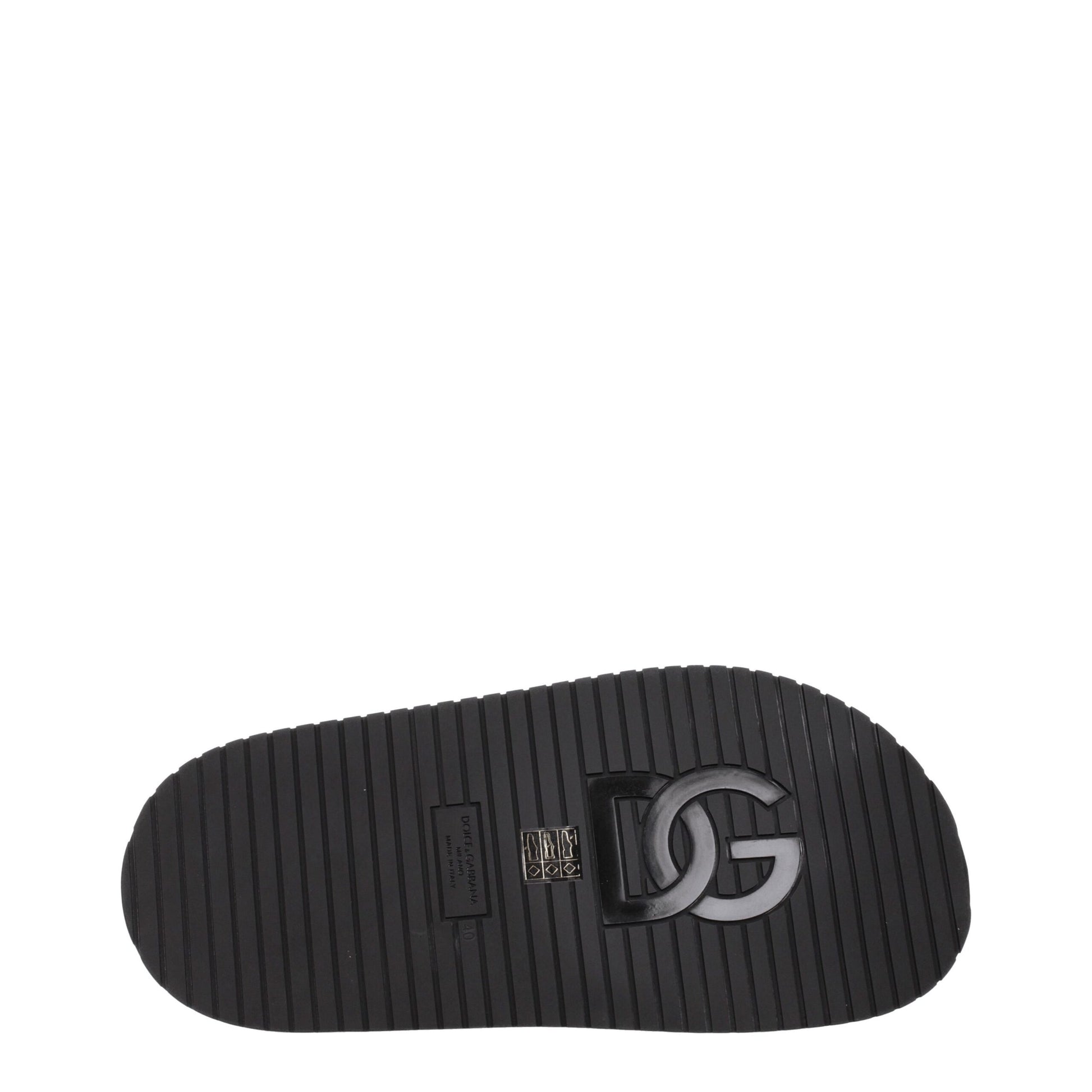 Dolce & Gabbana Black Leather Slippers schwarz
