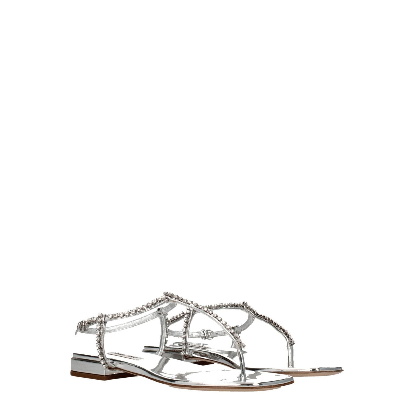 Miu Miu Gray Leather Flip-Flop Sandals Curated Luxury Accessories by Orvyn