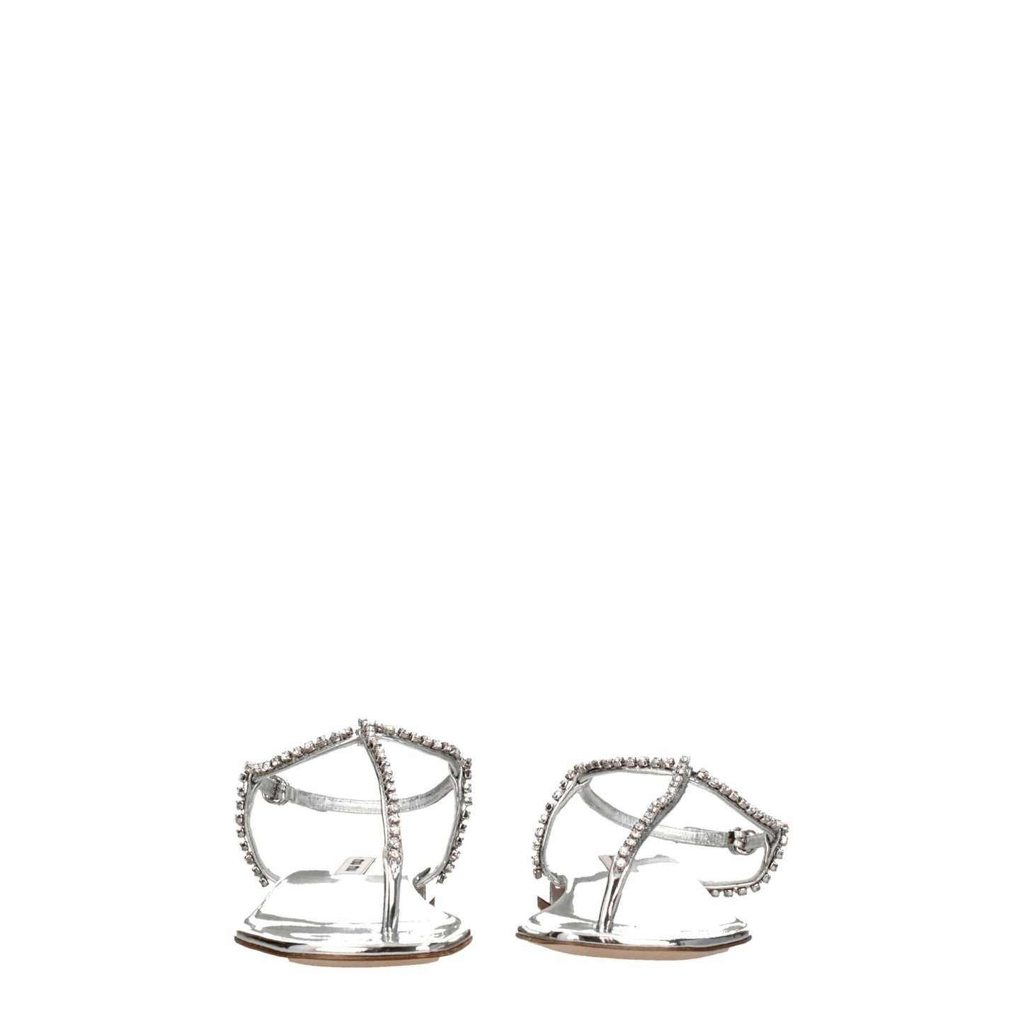 Miu Miu Gray Leather Flip-Flop Sandals Curated Luxury Accessories by Orvyn
