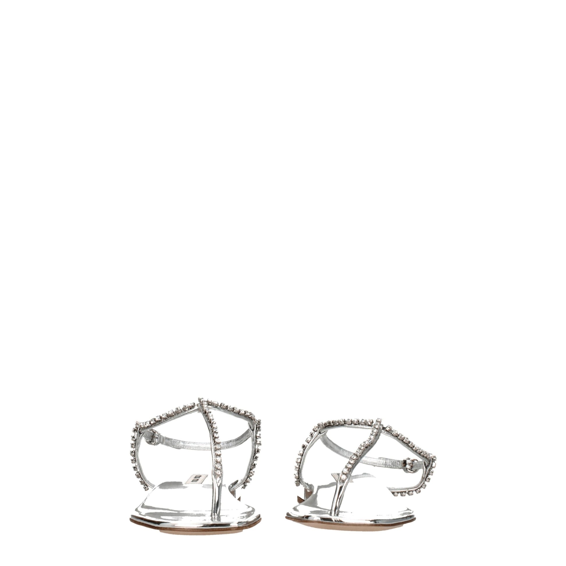Miu Miu Gray Leather Flip-Flop Sandals Curated Luxury Accessories by Orvyn