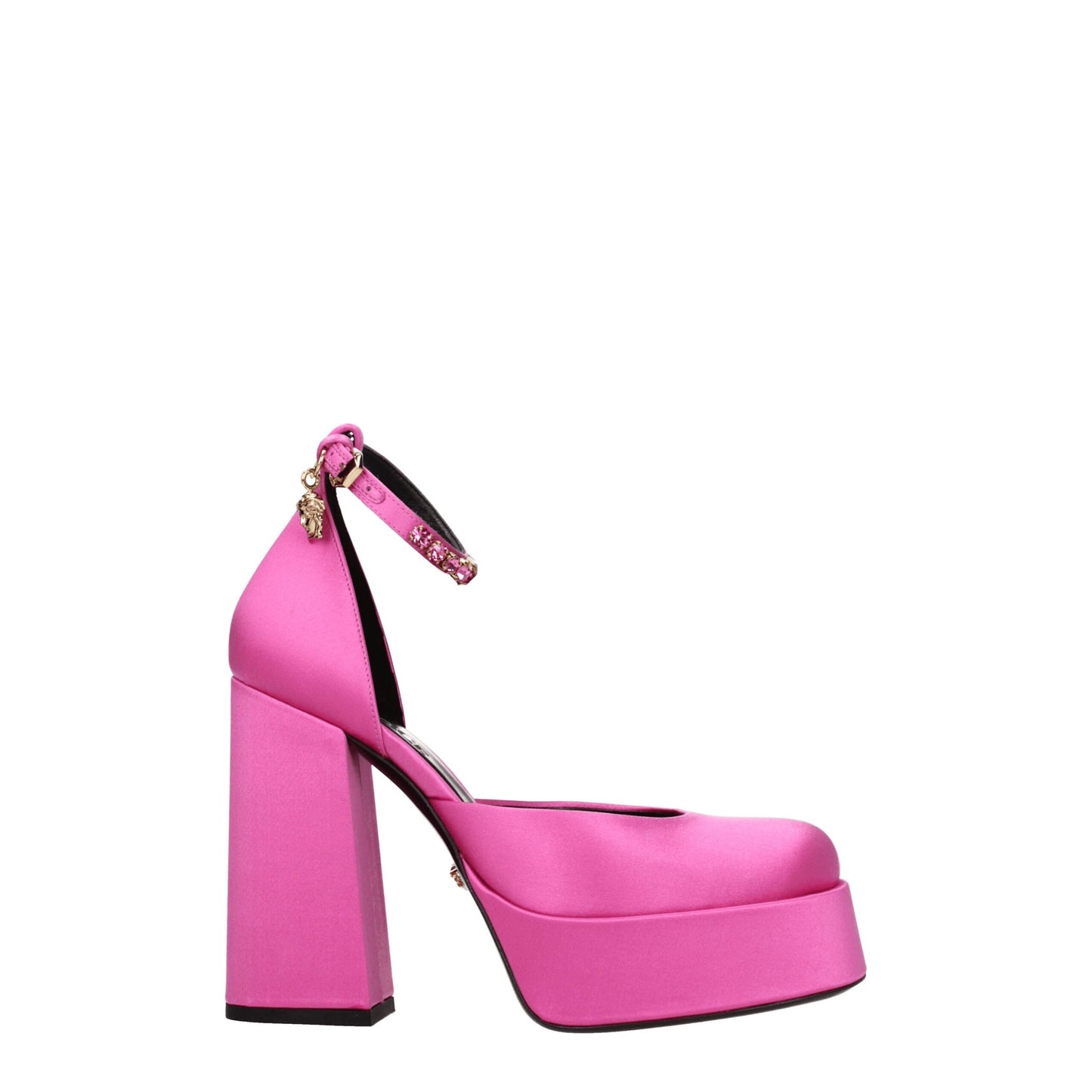 Versace Pink Satin Platform Pumps Curated Luxury Accessories by Orvyn