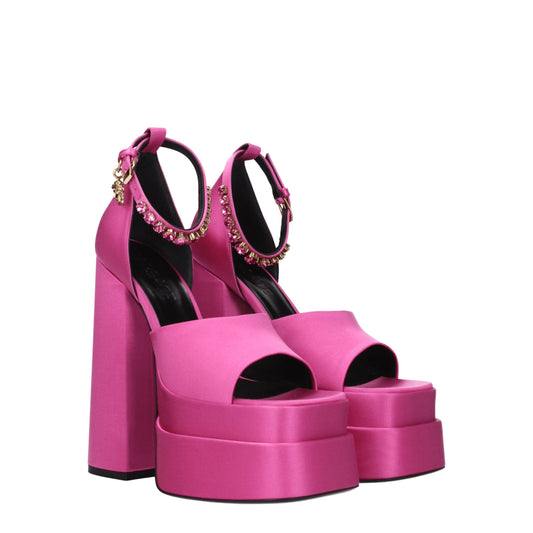 Versace Pink Satin Platform Sandals Curated Luxury Accessories by Orvyn