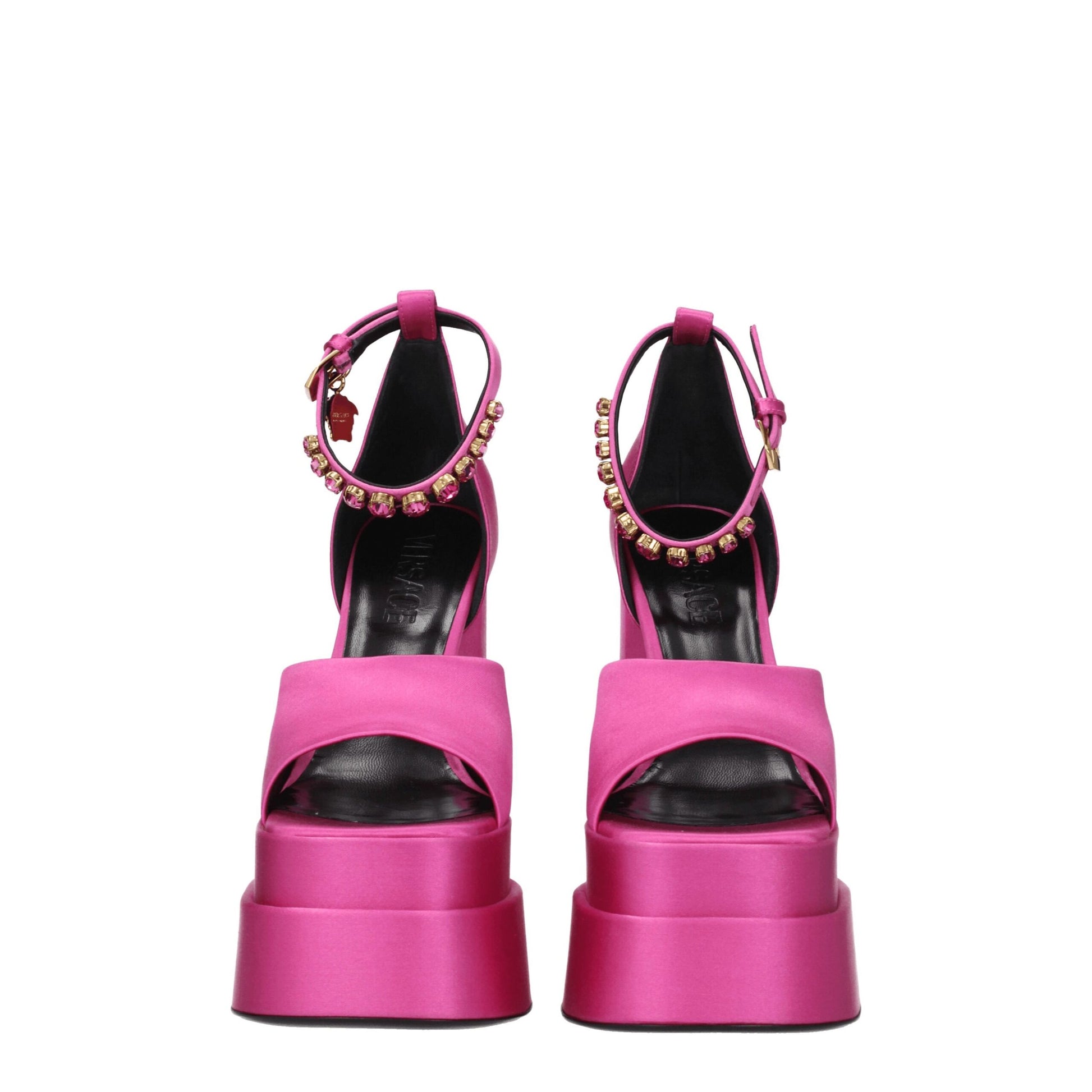 Versace Pink Satin Platform Sandals Curated Luxury Accessories by Orvyn